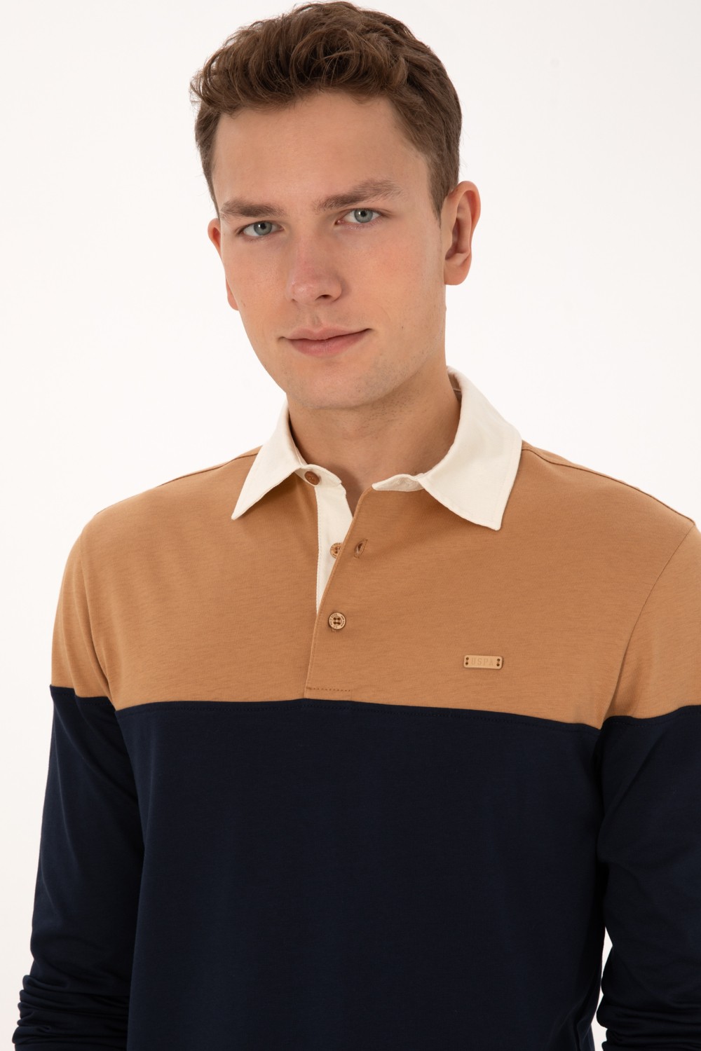 U.S. Polo Assn. Erkek Regular Fit Polo Yaka Hardal Sweatshirt 50316428-VR151 görsel 2