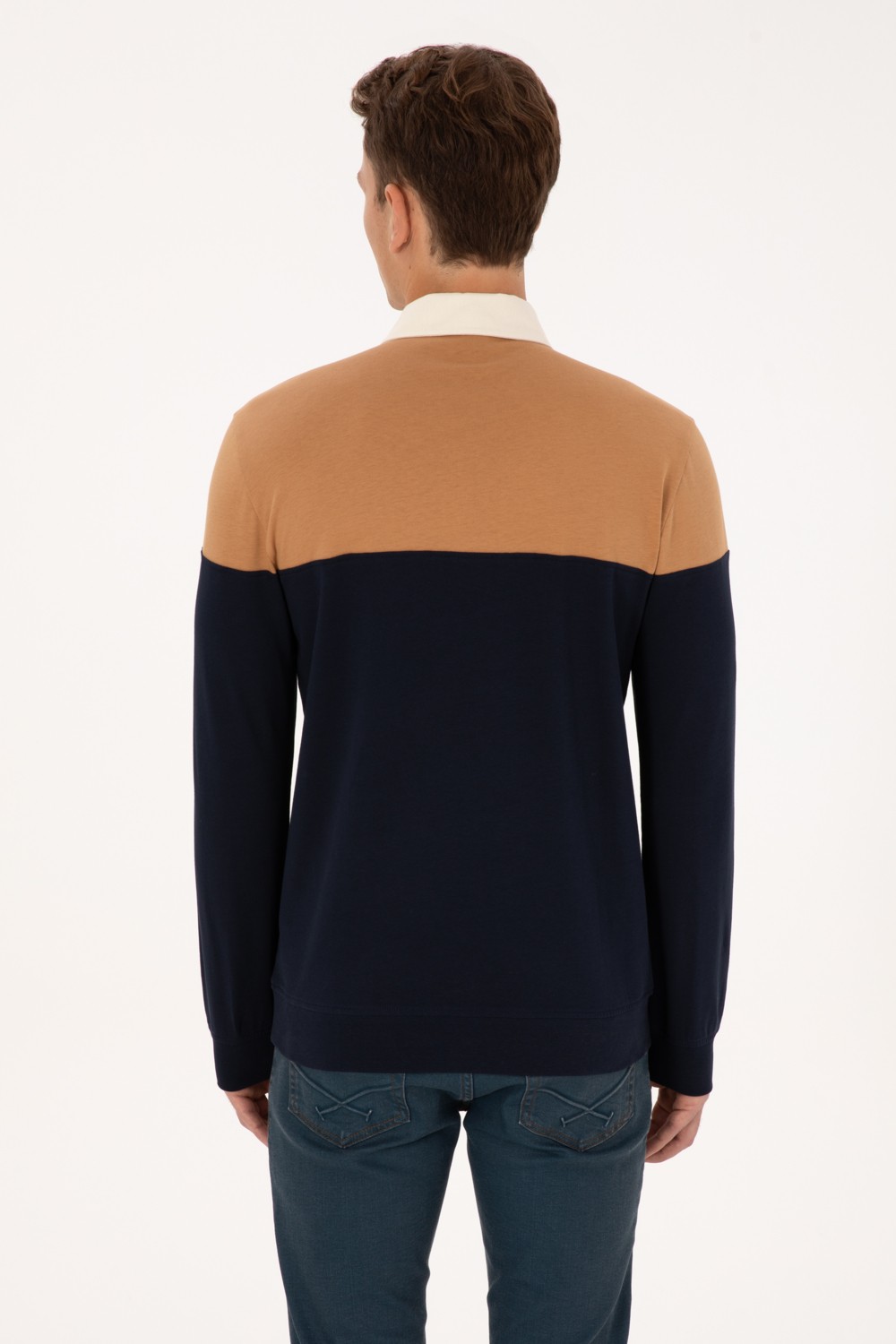 U.S. Polo Assn. Erkek Regular Fit Polo Yaka Hardal Sweatshirt 50316428-VR151 görsel 5