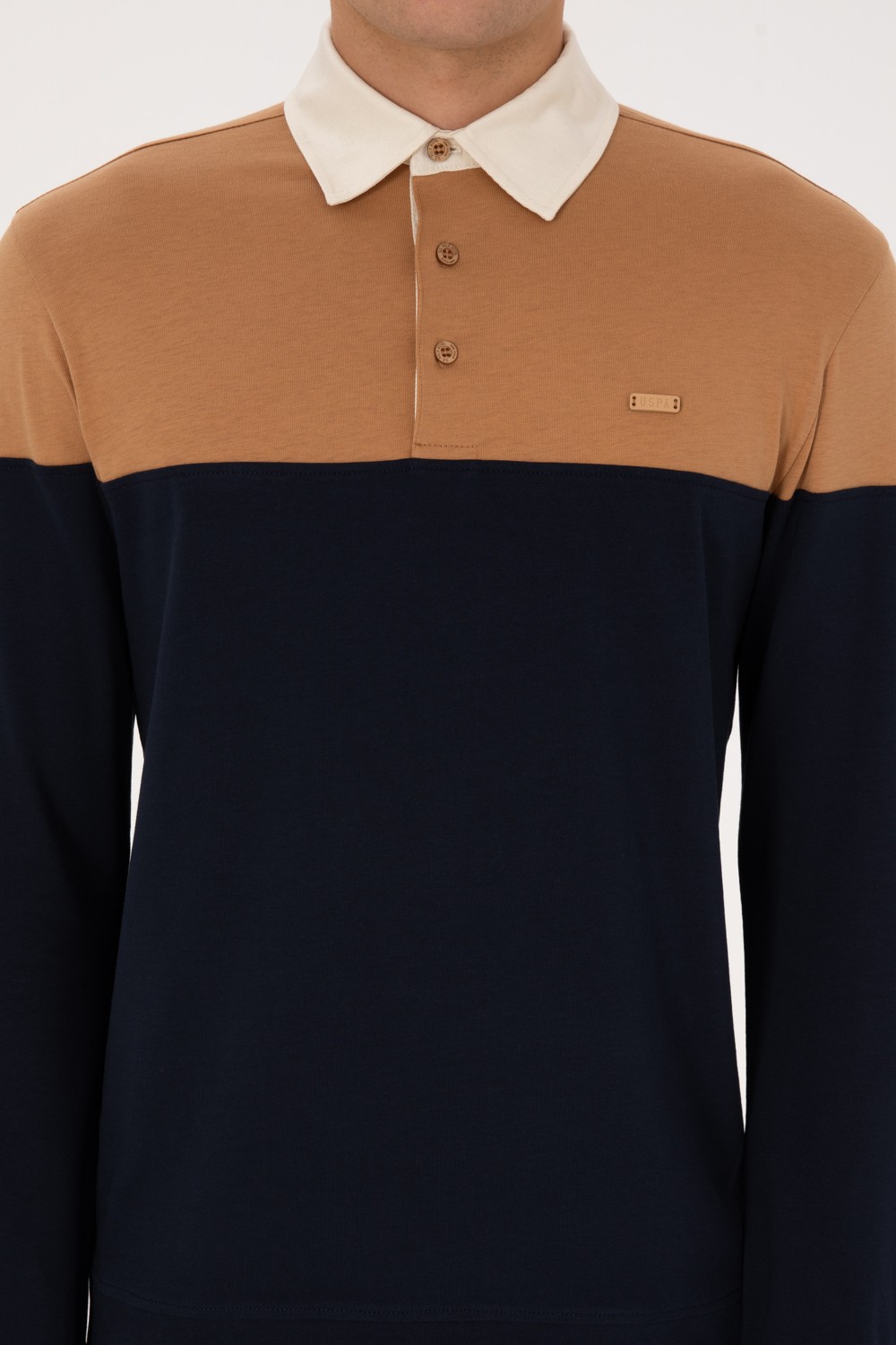 U.S. Polo Assn. Erkek Regular Fit Polo Yaka Hardal Sweatshirt 50316428-VR151 görsel 6