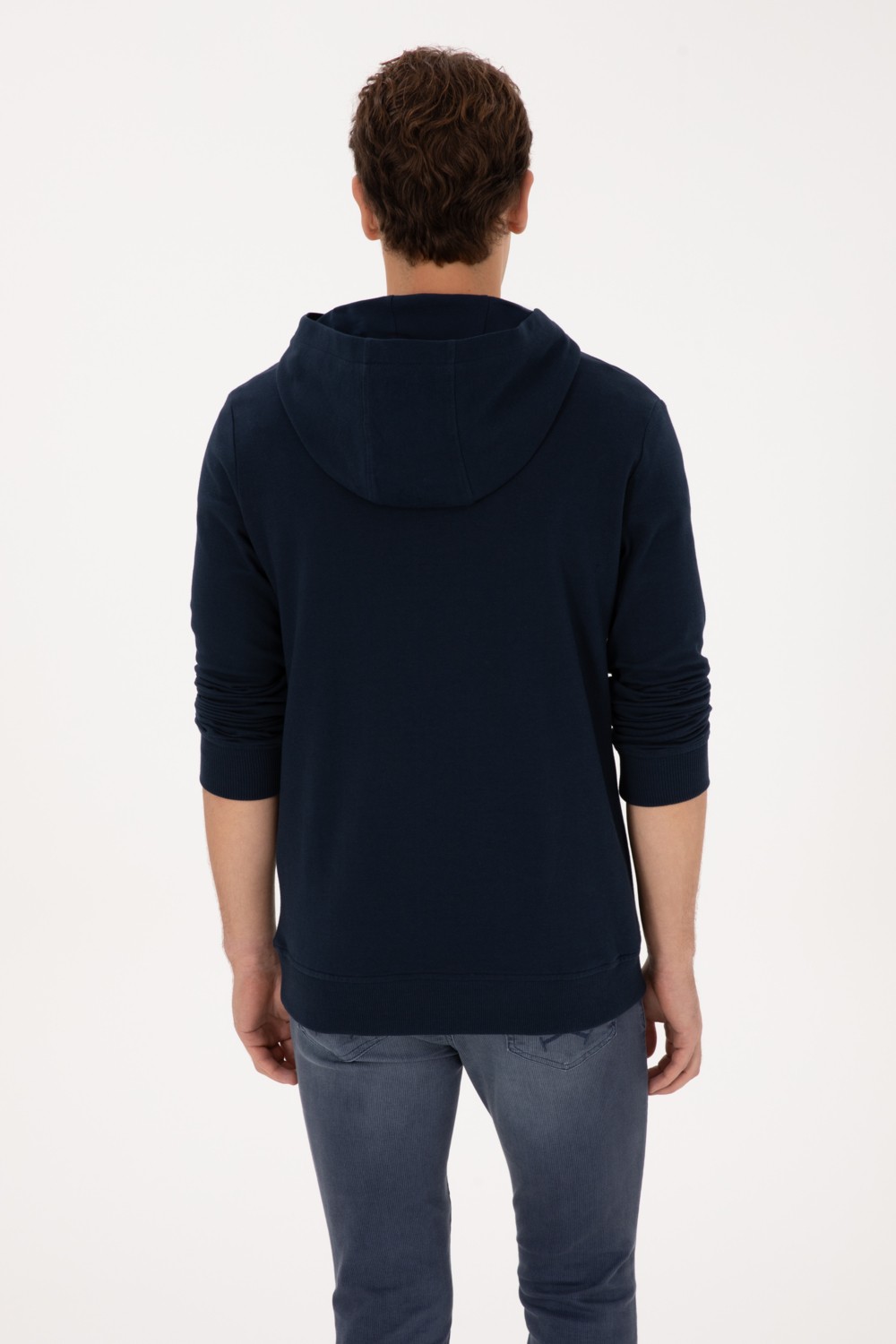 U.S. Polo Assn. Erkek Regular Fit Yarım Fermuarlı Kapüşonlu Lacivert Sweatshirt 50316391-VR033 görsel 5