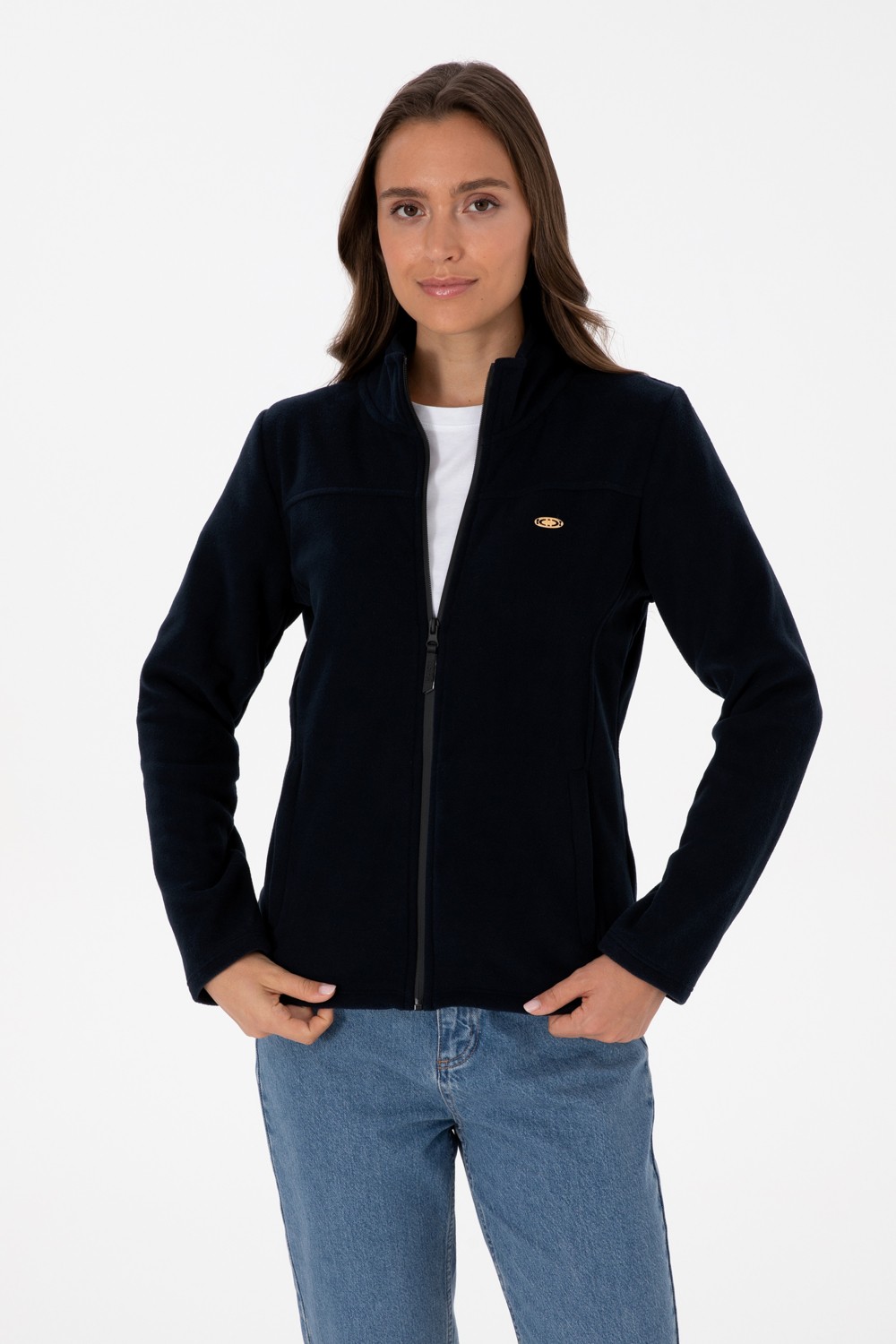 U.S. Polo Assn. Kadın Fuşya Fermuarlı Dik Yaka Polar Sweatshirt 50316729-VR023