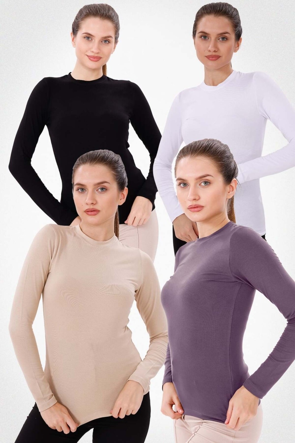 Yade Fashion Uzun Kol Bisiklet Yaka Body 4'lü Set görsel 7
