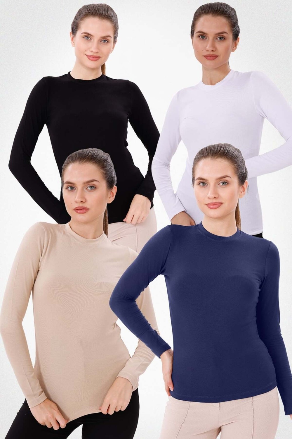 Yade Fashion Uzun Kol Bisiklet Yaka Body 4'lü Set görsel 8