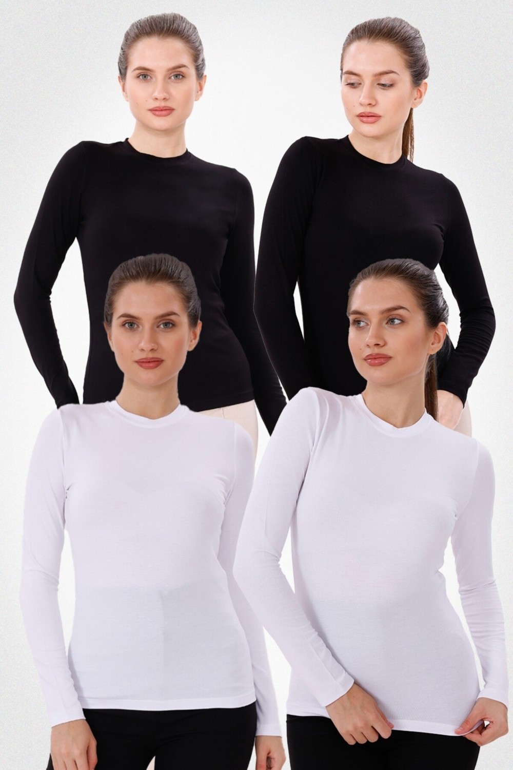 Yade Fashion Uzun Kol Bisiklet Yaka Body 4'lü Set