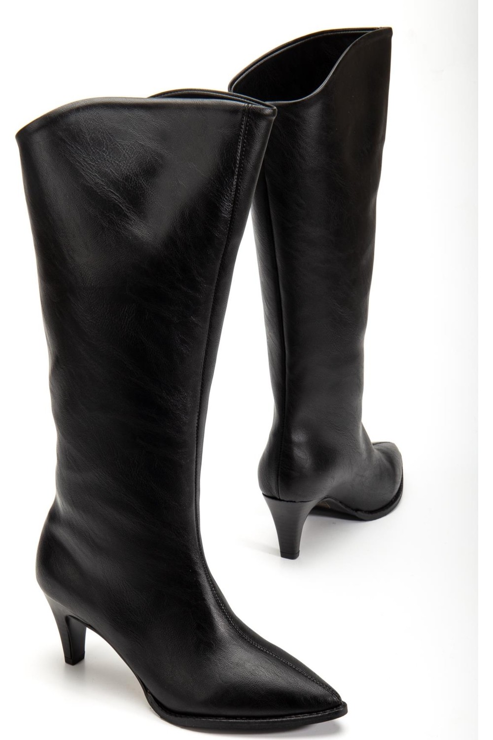 Suins Shoes Suins Lucin Kadın Siyah Kahve Çizme 7 cm Topuk Boyu Çizme görsel 6