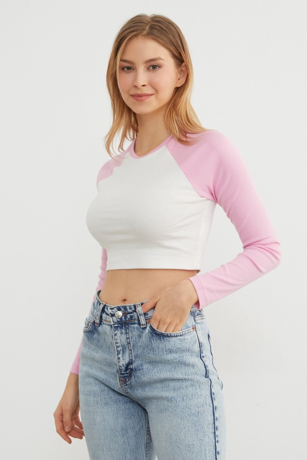 FullaModa Basic Reglan Kol Crop Body görsel 4
