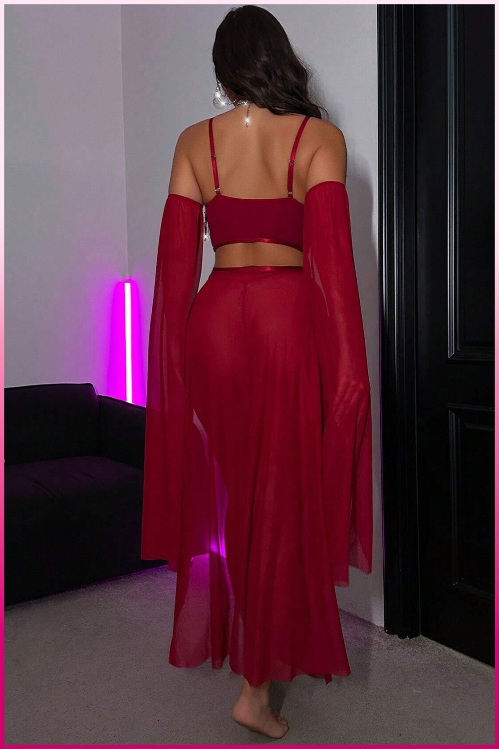 Pink Store Fantazi Dansöz Kadın Seksi Pullu Şık Altın Detaylı Transparan Oryantel Fantezi Gece Kostümü görsel 5