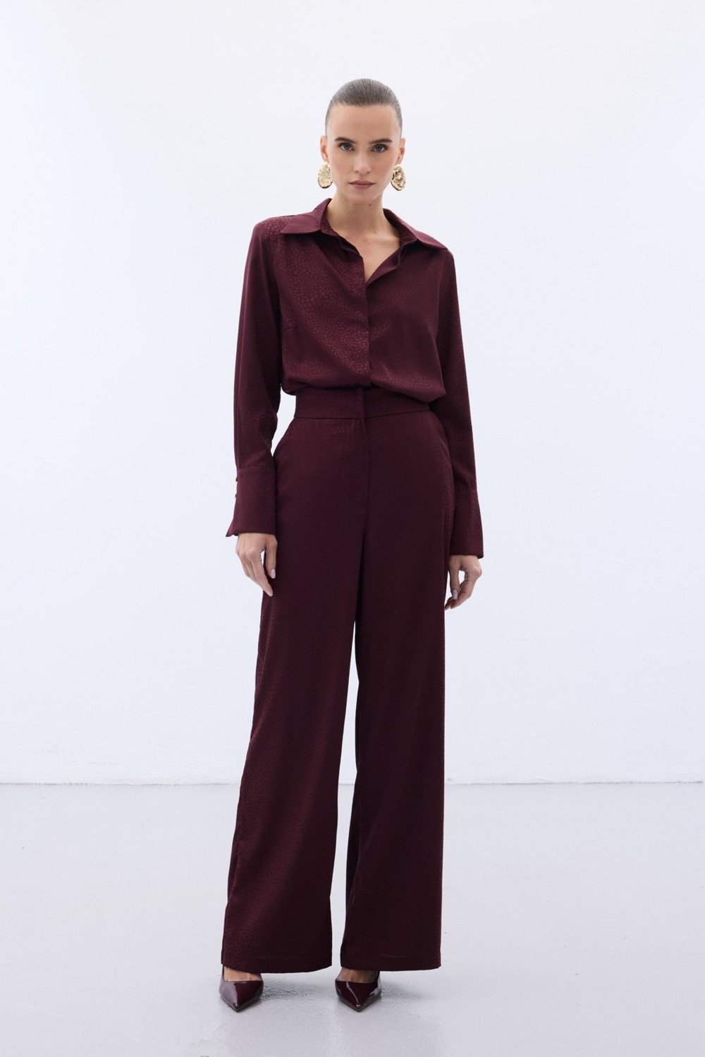 Sateen Jakarlı Pantolon - Lacivert