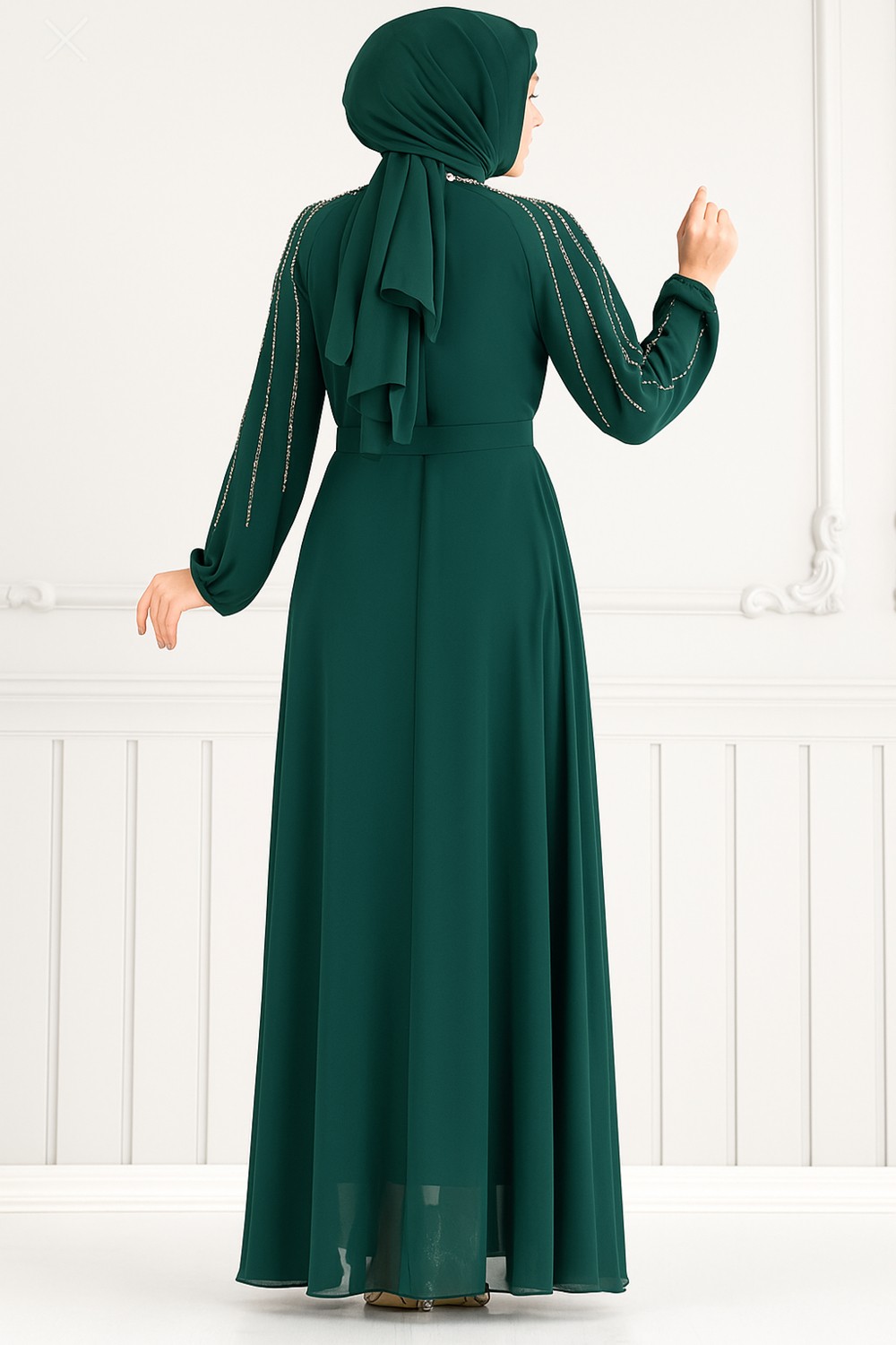 MayaBella Maya Bella Kolları Işlemeli Tesettür Abiye görsel 3