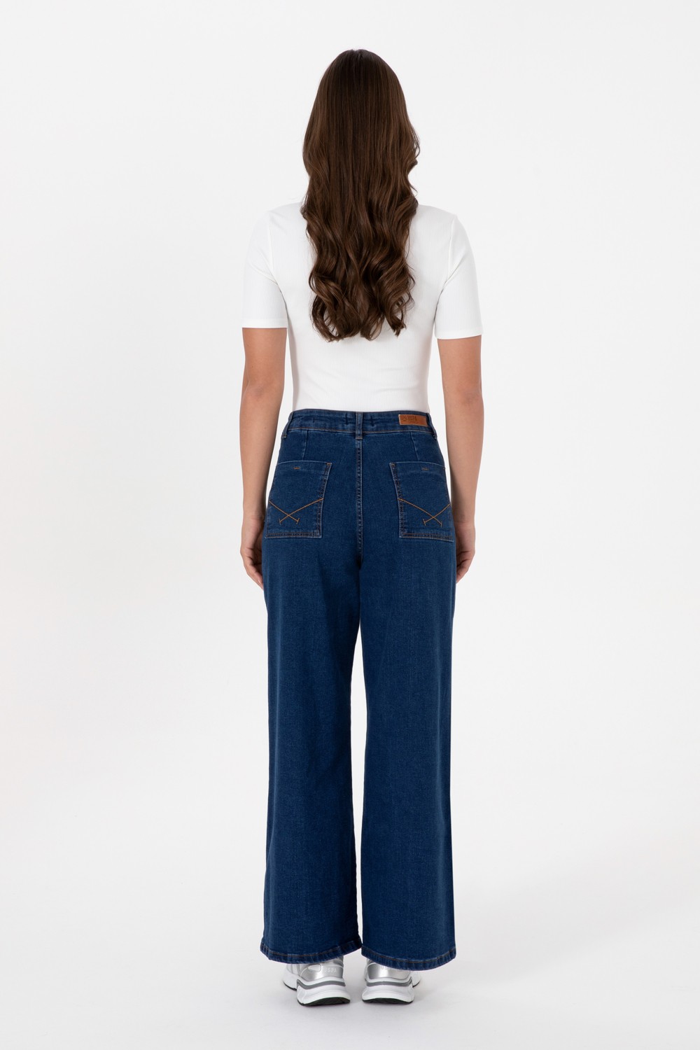 U.S. Polo Assn. Kadın Mavi Flaire High Waist Fit Jean Pantolon 50316581-DN0022 görsel 4