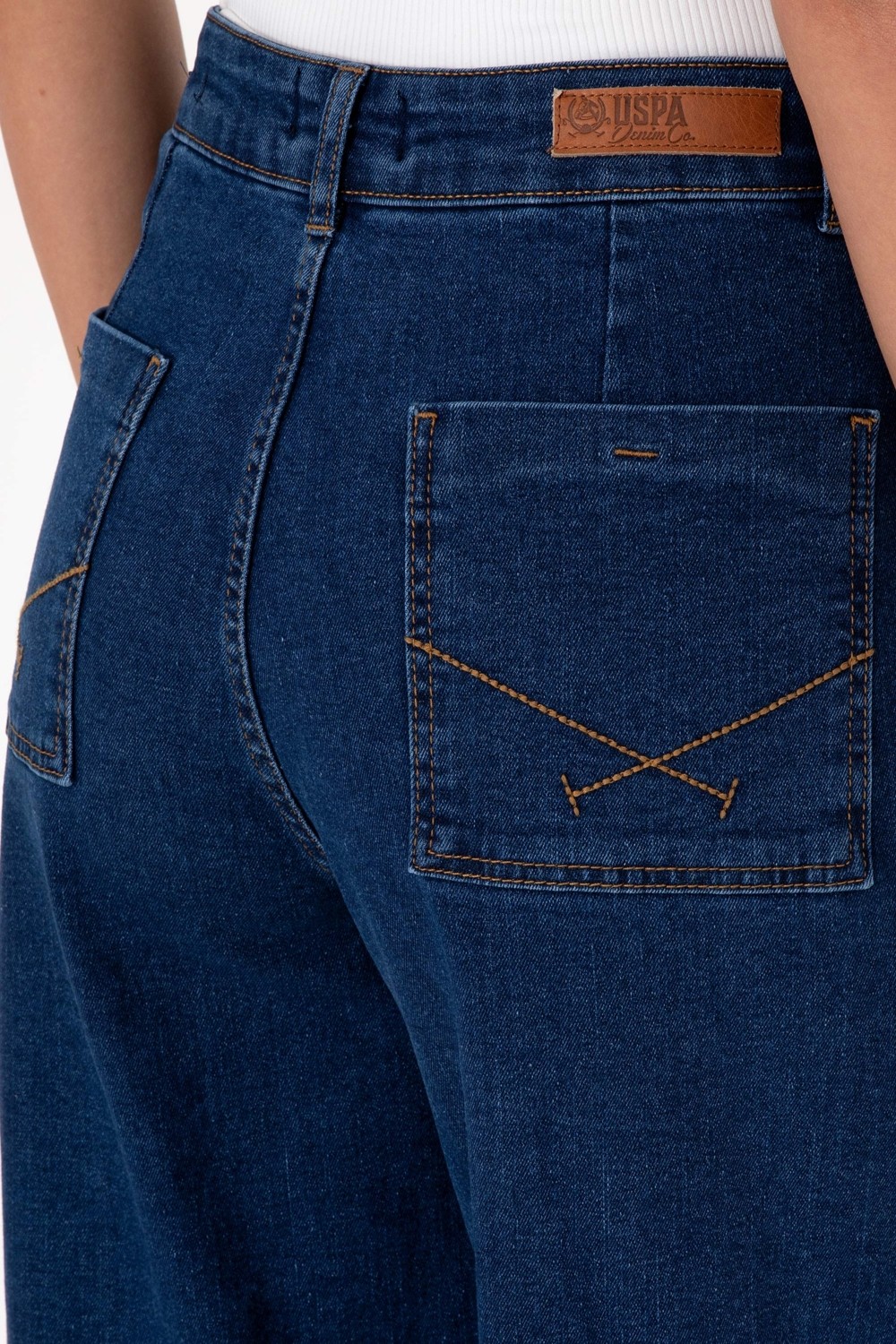 U.S. Polo Assn. Kadın Mavi Flaire High Waist Fit Jean Pantolon 50316581-DN0022 görsel 6