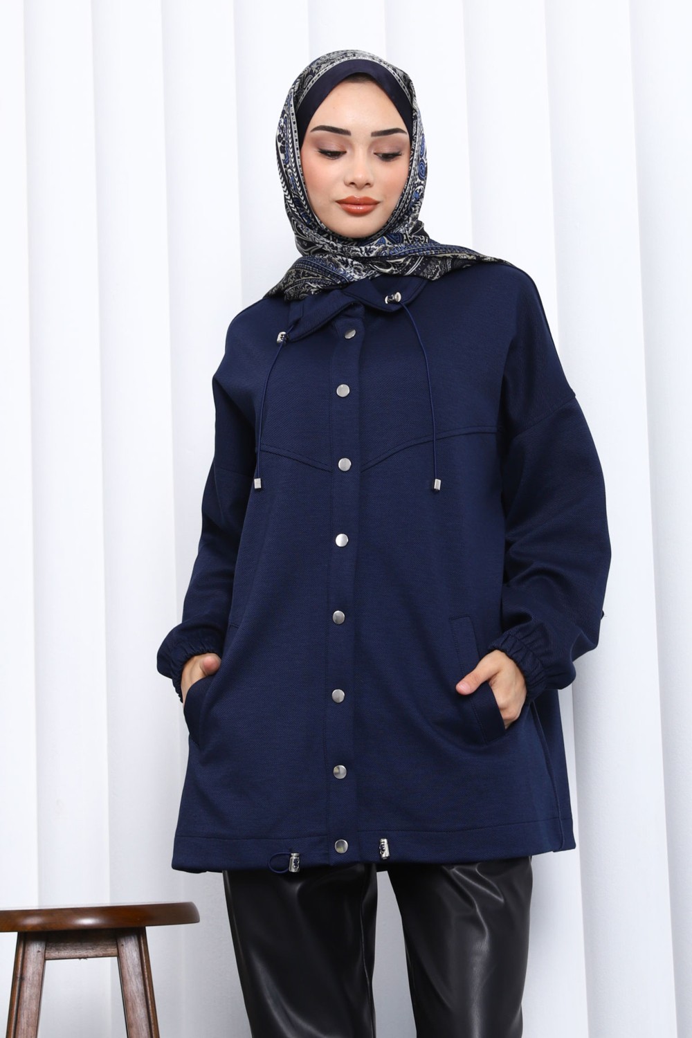 İmaj Butik Bordo Çıtçıt Detaylı Cepli Ceket görsel 5