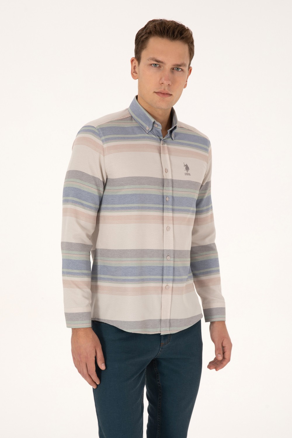U.S. Polo Assn. Erkek Taş Uzun Kollu Raporlu Gömlek 50316648-VR049