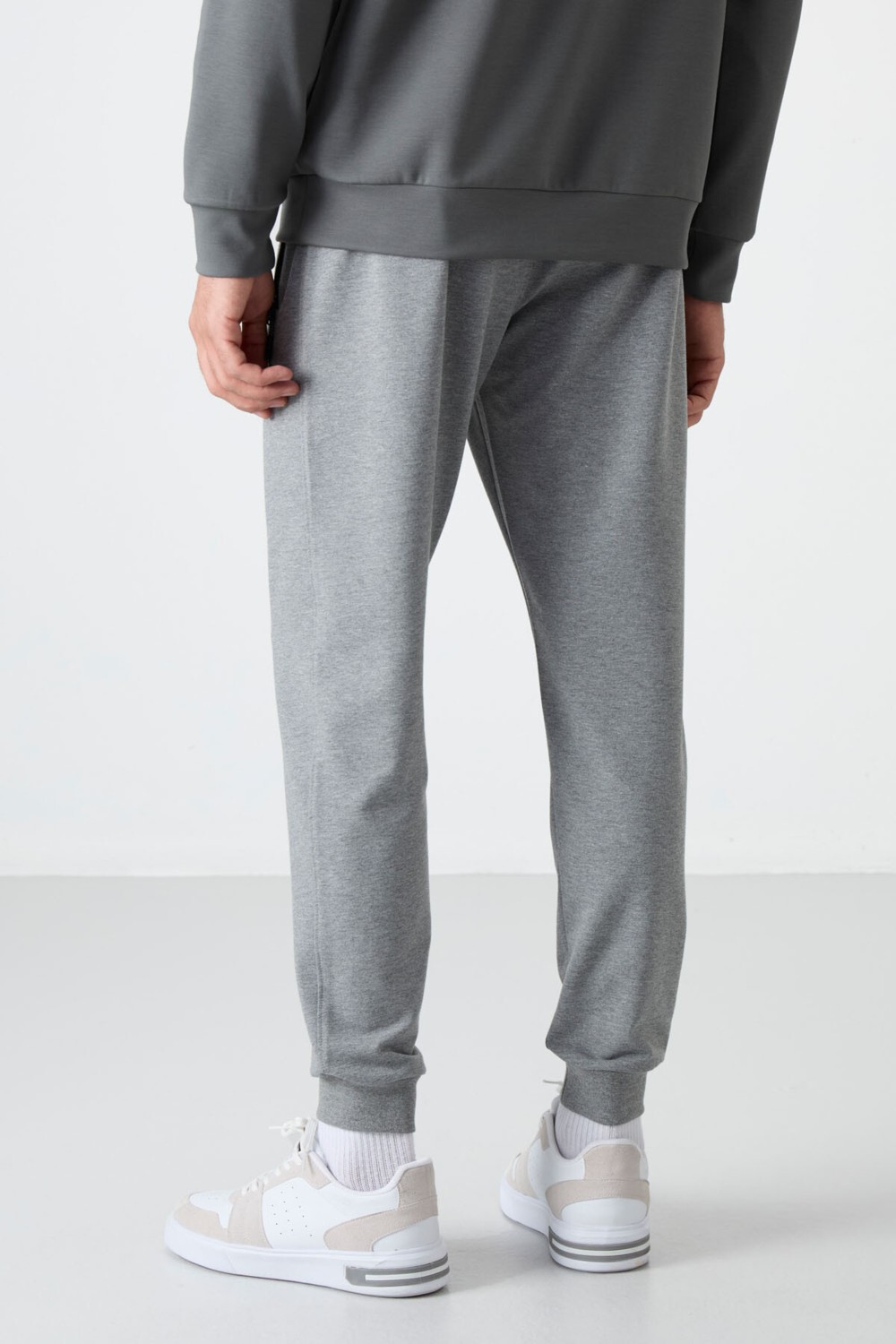 Tommy Life Gri Melanj Fermuar Cepli Standart Kalıp Jogger Erkek Eşofman Alt - 84587 görsel 5