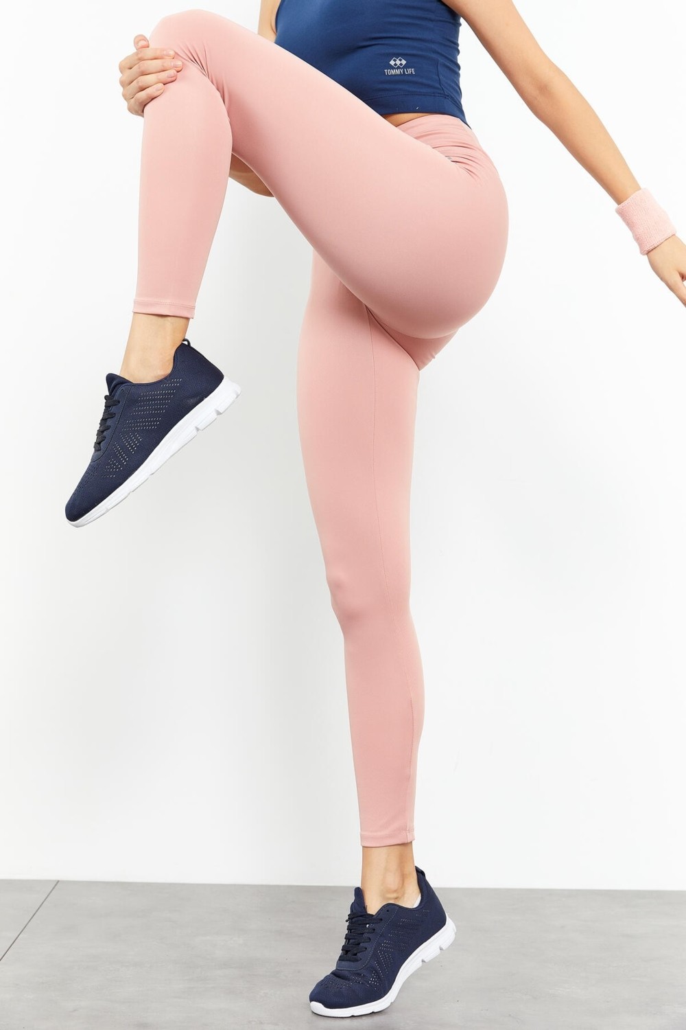 Tommy Life Pudra Yüksek Bel Streç Slim Fit Dar Paça Kadın Tayt - 94545 görsel 7