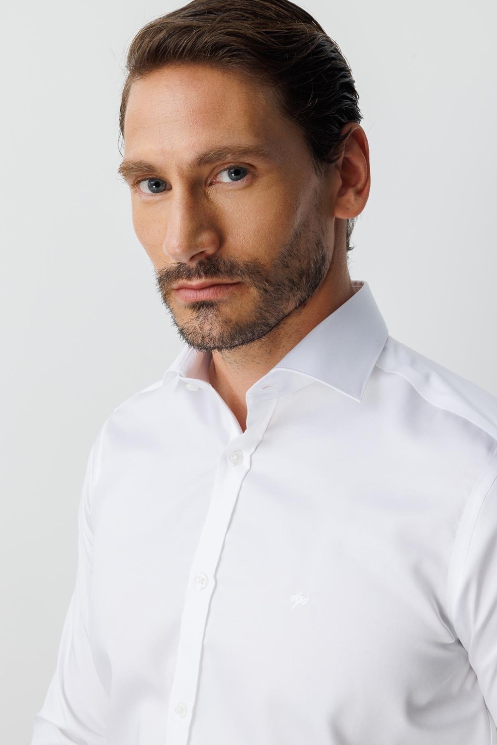 İGS Lacivert Slim Fit Dar Kalıp Klasik Yaka Düz Uzun Kollu Cepsiz %100 Pamuk Non Iron Ütü Istemeyen Gömlek görsel 2