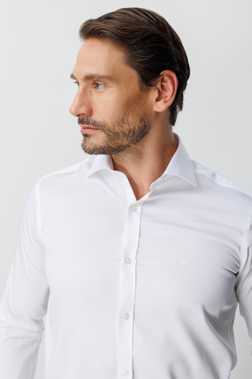 İGS Lacivert Slim Fit Dar Kalıp Klasik Yaka Düz Uzun Kollu Cepsiz %100 Pamuk Non Iron Ütü Istemeyen Gömlek görsel 6