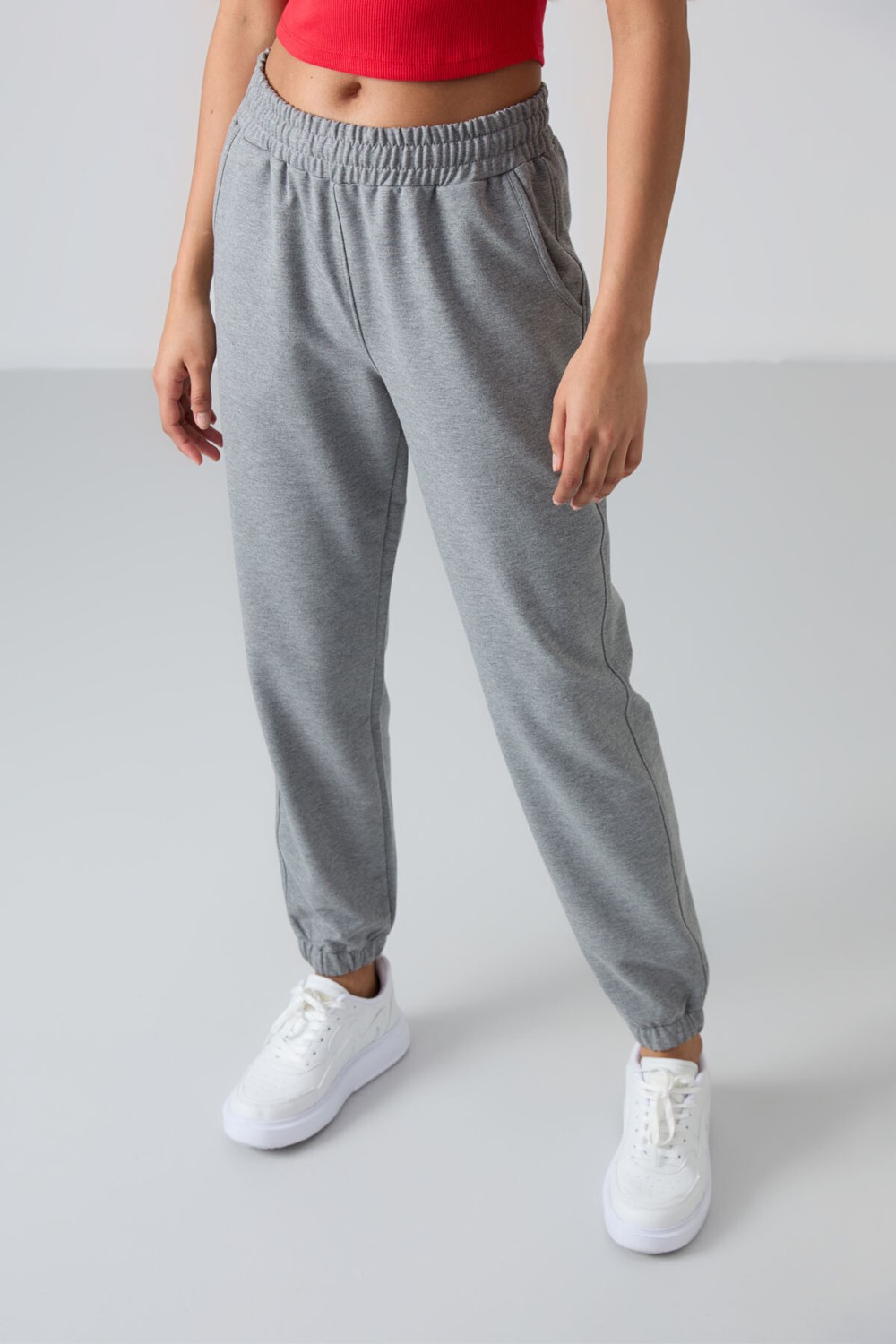 Tommy Life Siyah Cepli Yüksek Bel Rahat Form Lastik Paça Kadın Eşofman Alt - 94583 görsel 5