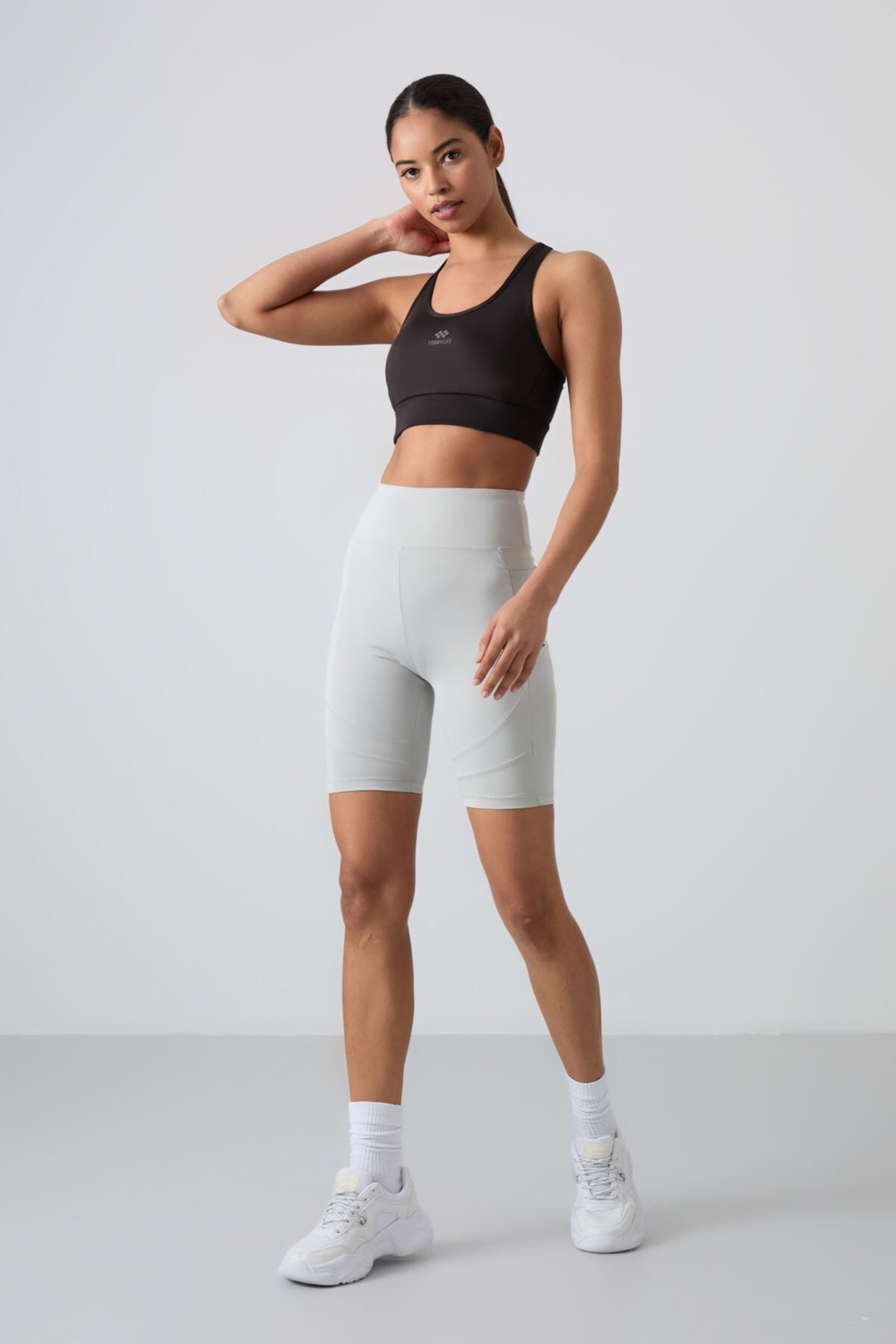 Tommy Life Slim Fit U Yaka 2li Paket Petrol-Antrasit Kadın Spor Büstiyer - 97121 görsel 3
