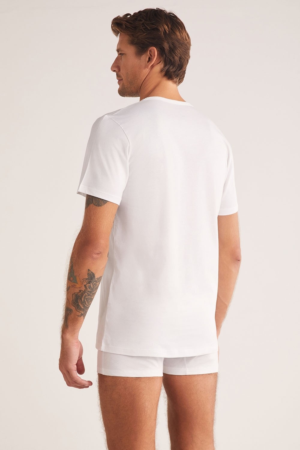 Kom Enrico Erkek V Yaka Kısa Kollu %100 Pamuk 2'li Tshirt Set görsel 2