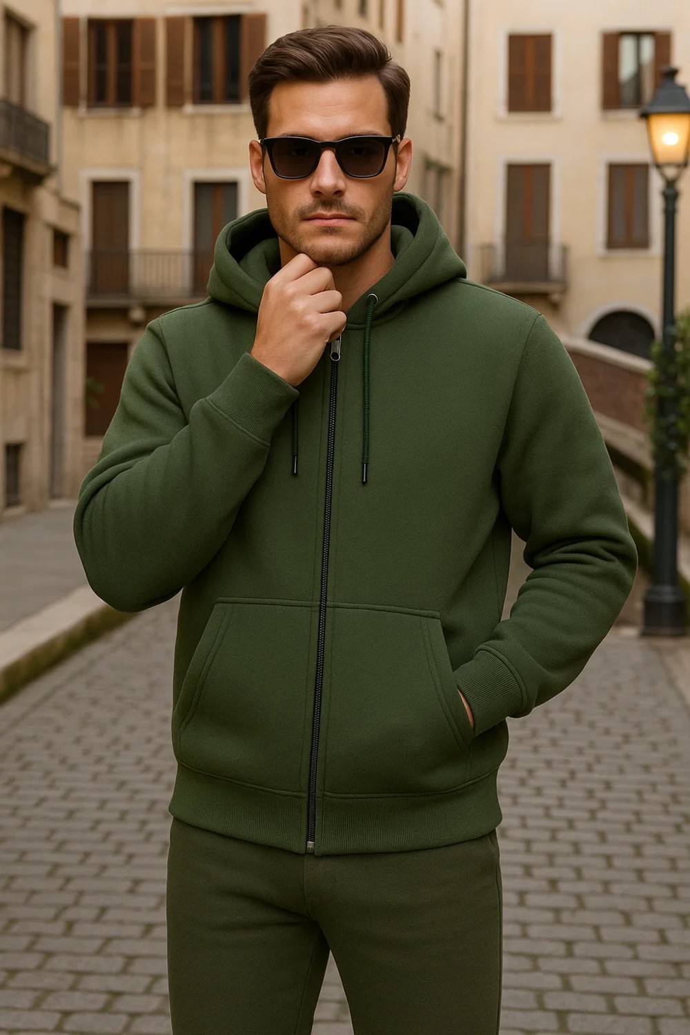 Damga Erkek Kışlık Kapsonlu Mavi Fermuarlı Oversize Sweat