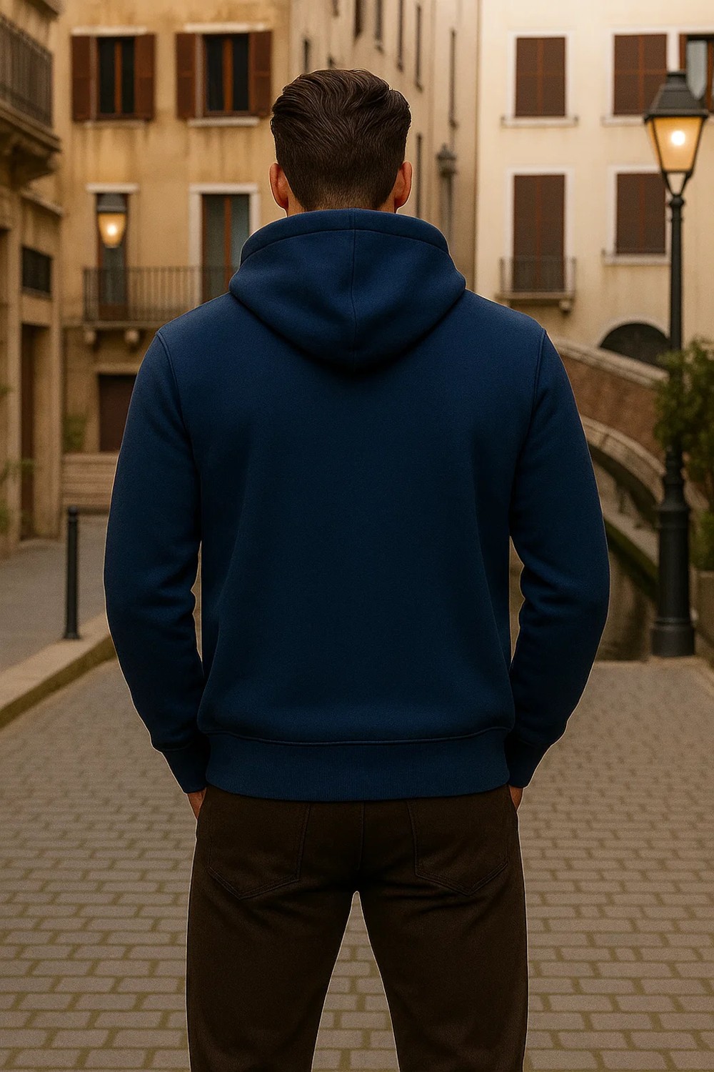 Damga Erkek Kışlık Kapsonlu Mavi Fermuarlı Oversize Sweat görsel 5