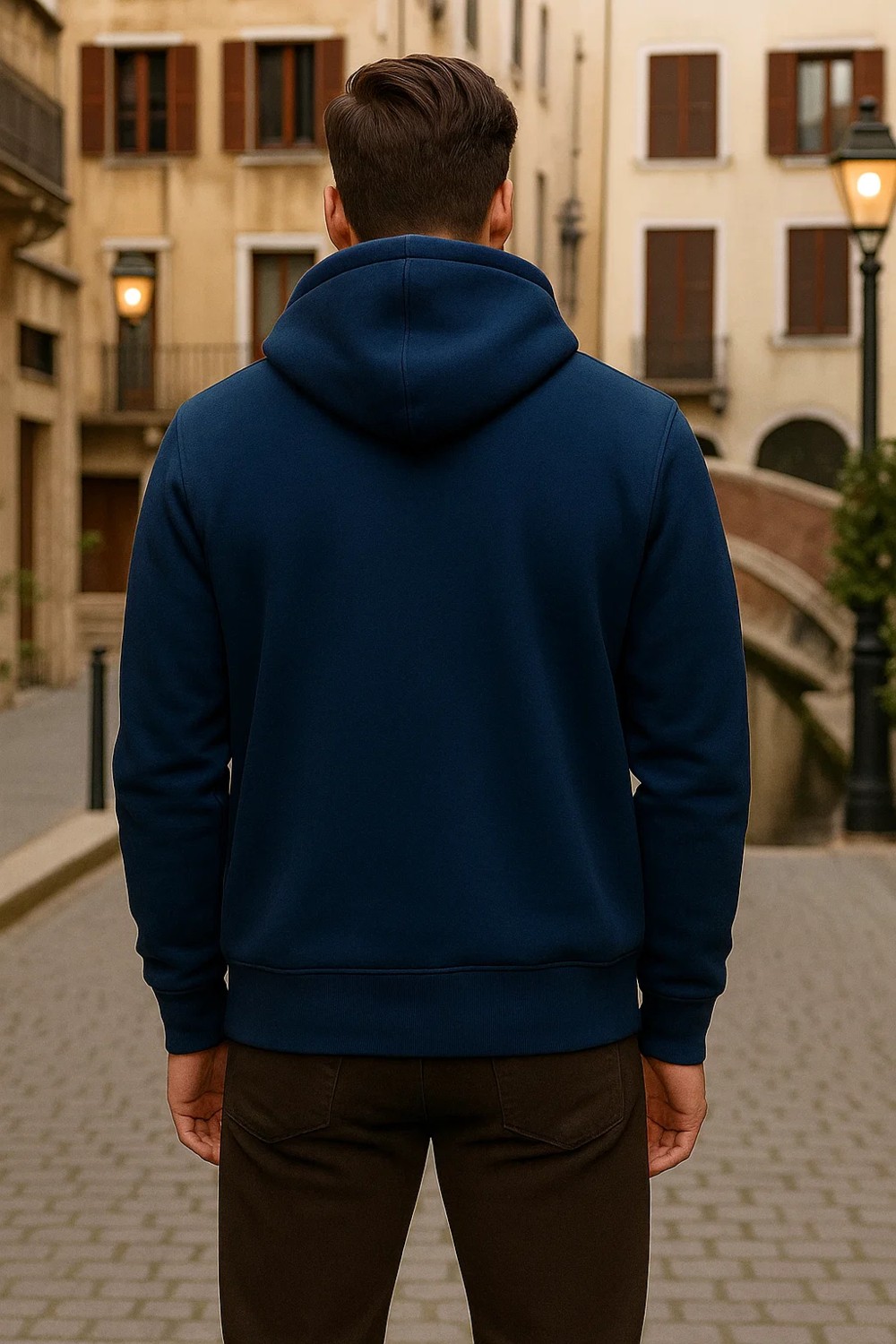 Damga Erkek Kışlık Kapsonlu Mavi Fermuarlı Oversize Sweat görsel 6