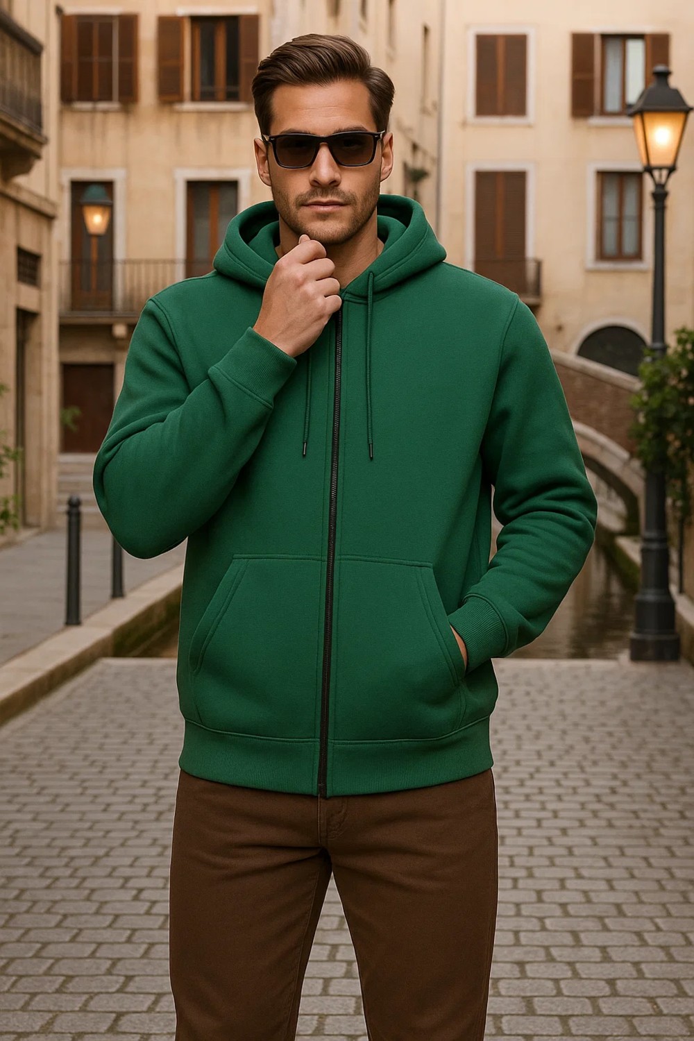 Damga Erkek Kışlık Kapsonlu Mavi Fermuarlı Oversize Sweat görsel 8