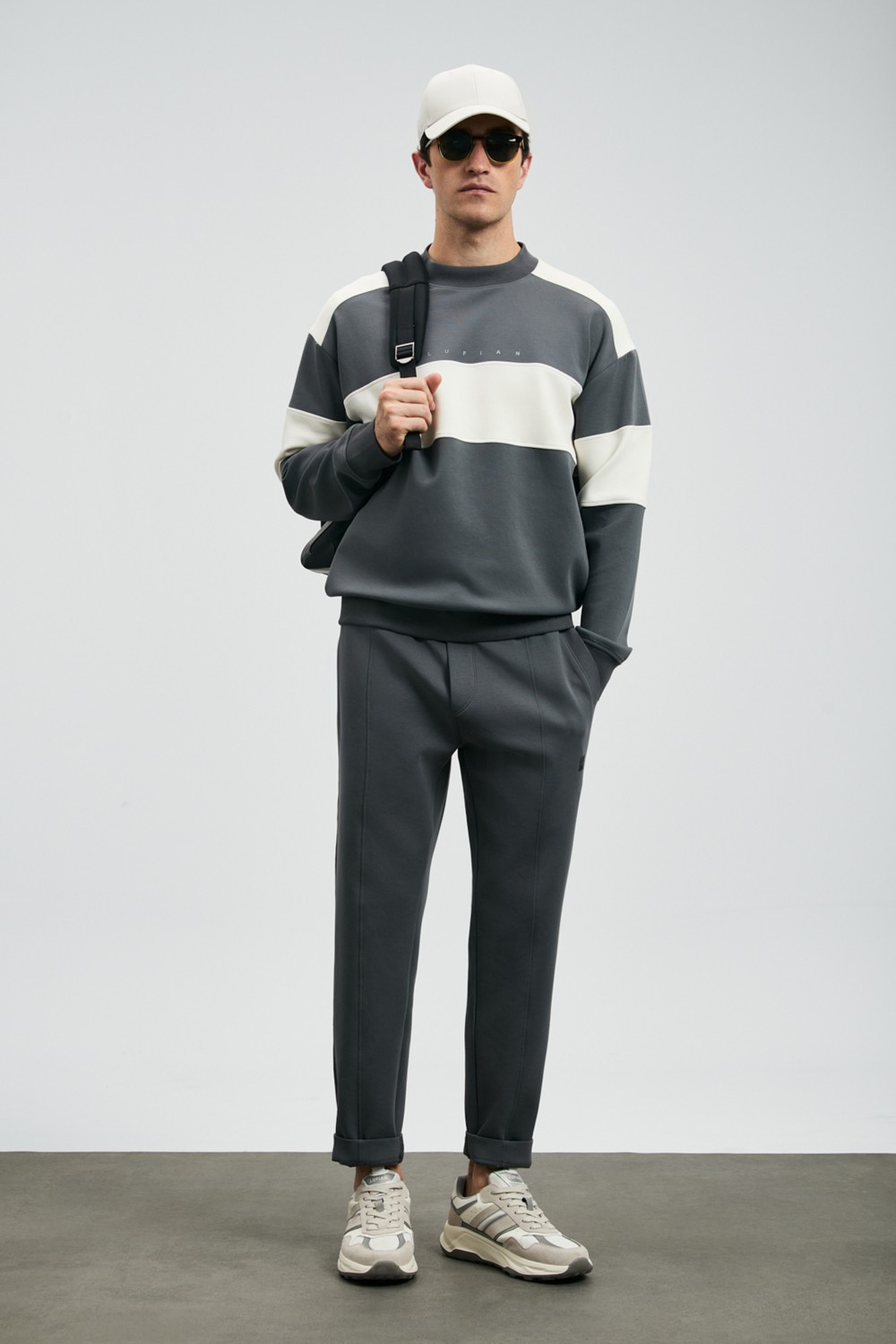 Lufian Pıeces Erkek Sweatshirt Koyu Gri görsel 3