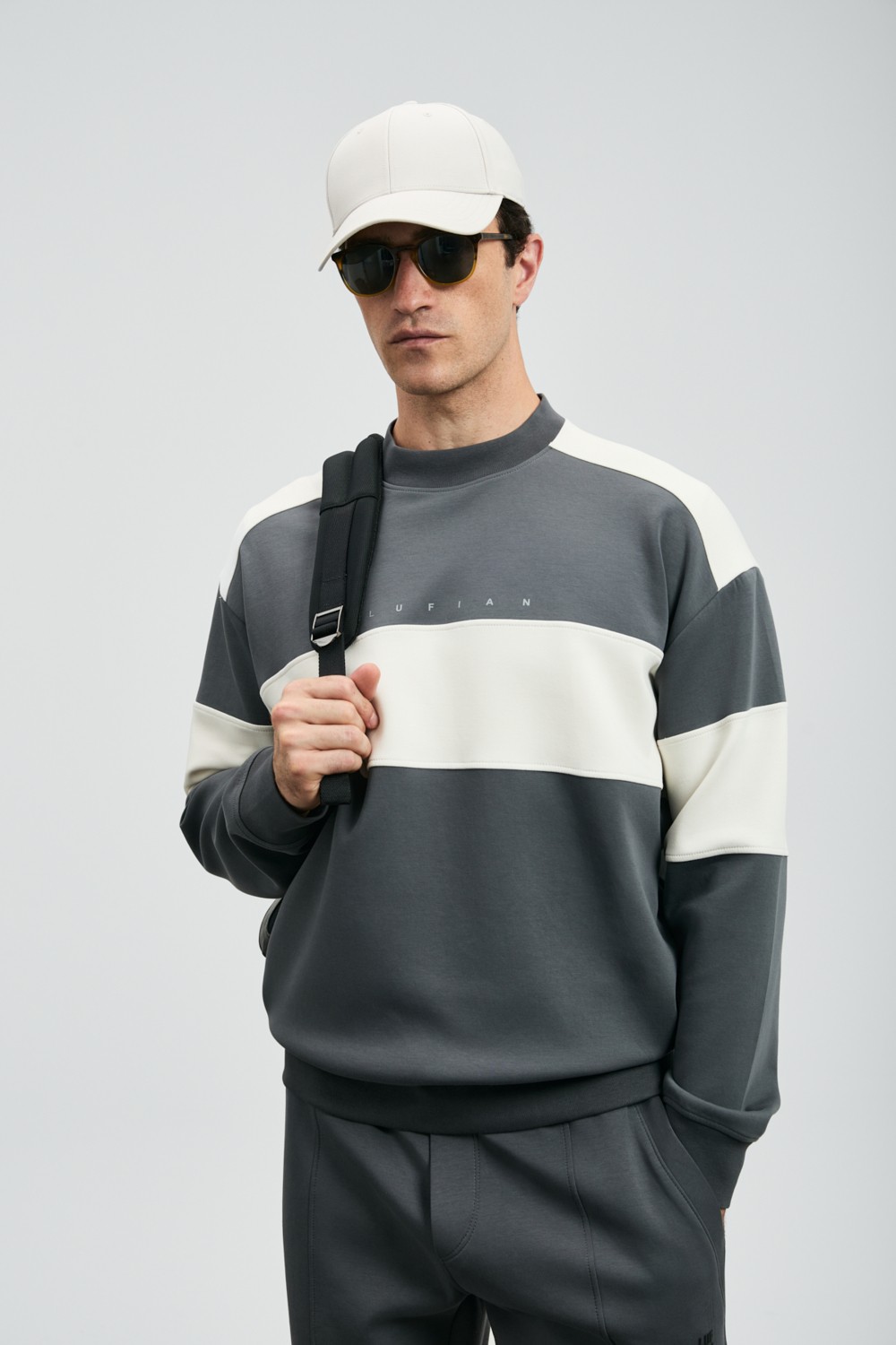 Lufian Pıeces Erkek Sweatshirt Koyu Gri görsel 4