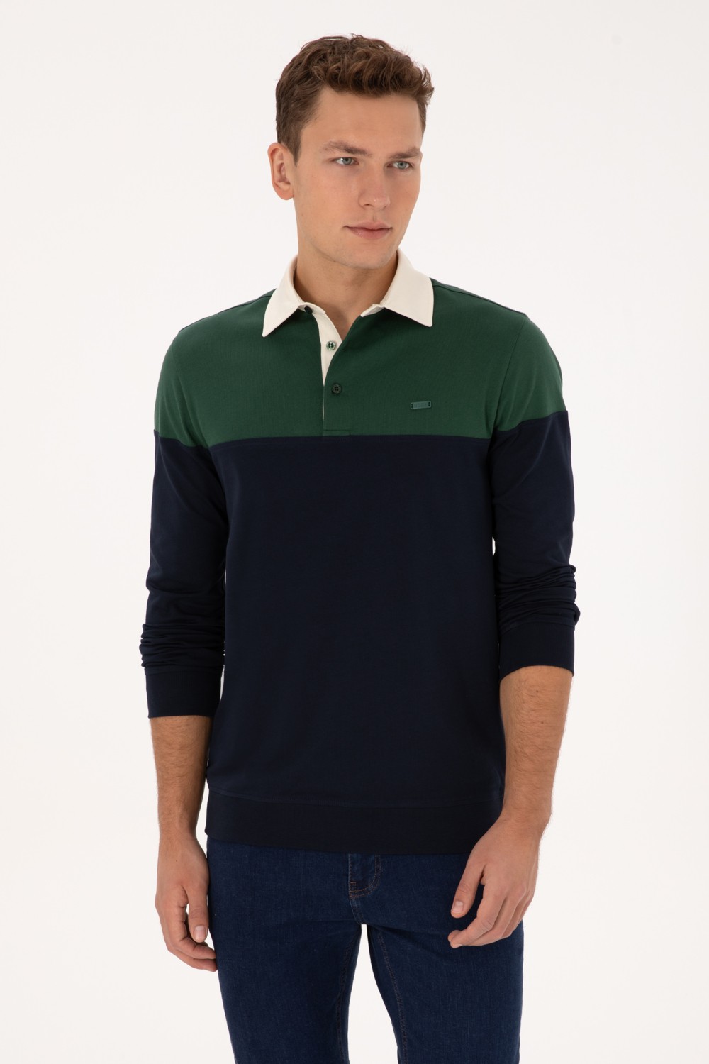 U.S. Polo Assn. Erkek Regular Fit Polo Yaka Hardal Sweatshirt 50316428-VR151 görsel 8