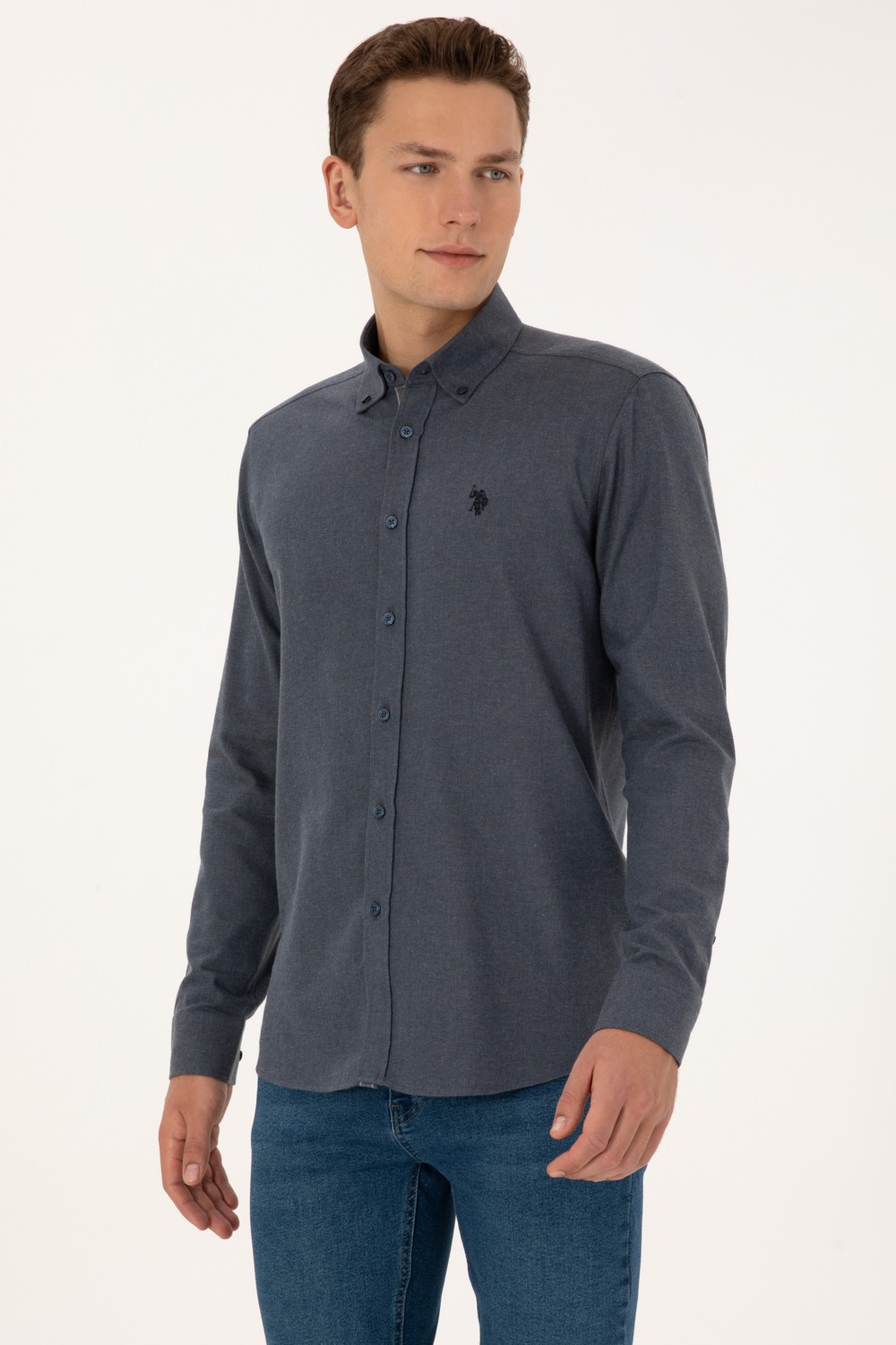 U.S. Polo Assn. Erkek Açık Lacivert Uzun Kollu Gömlek 50308554-VR059 görsel 3