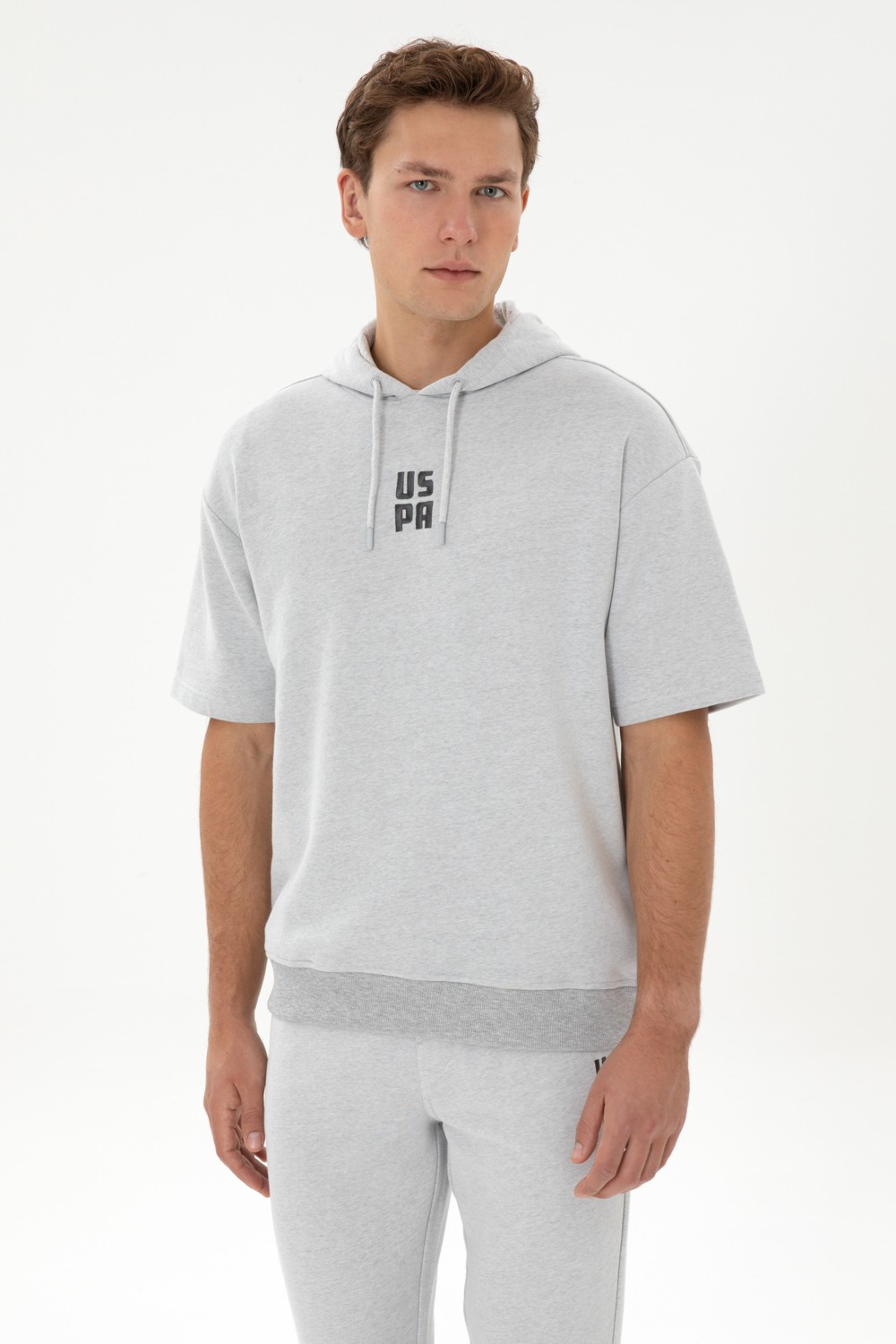 U.S. Polo Assn. Erkek Comfort Fit Kapüşonlu Kısa Kollu Siyah Sweatshirt 50320030-VR046 görsel 3