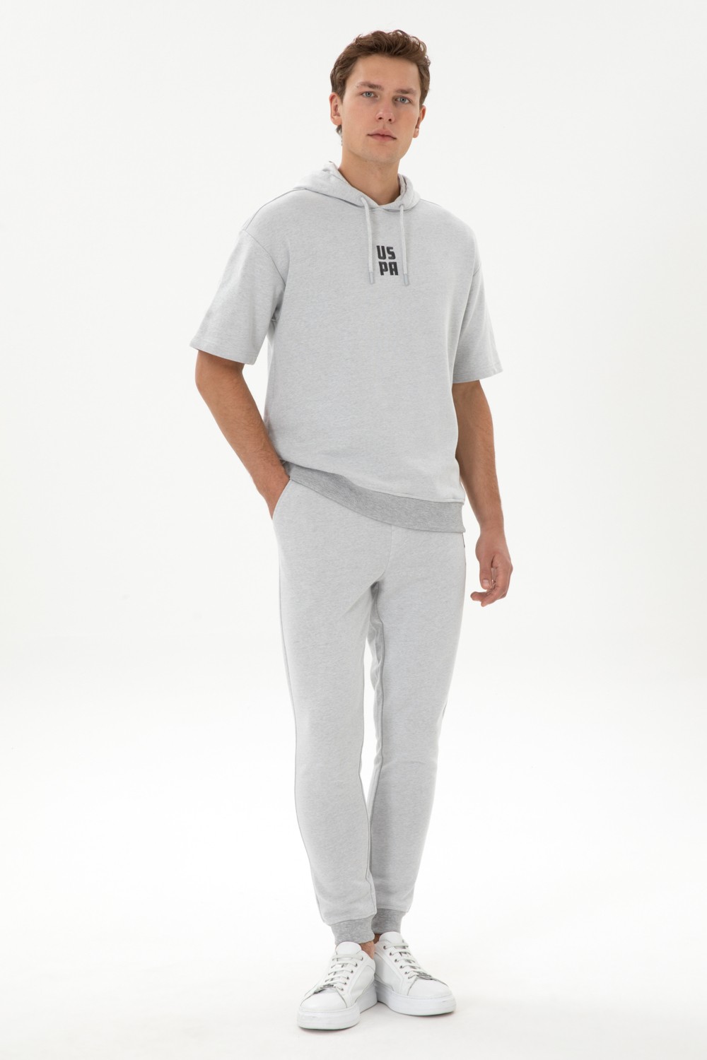 U.S. Polo Assn. Erkek Comfort Fit Kapüşonlu Kısa Kollu Siyah Sweatshirt 50320030-VR046 görsel 4