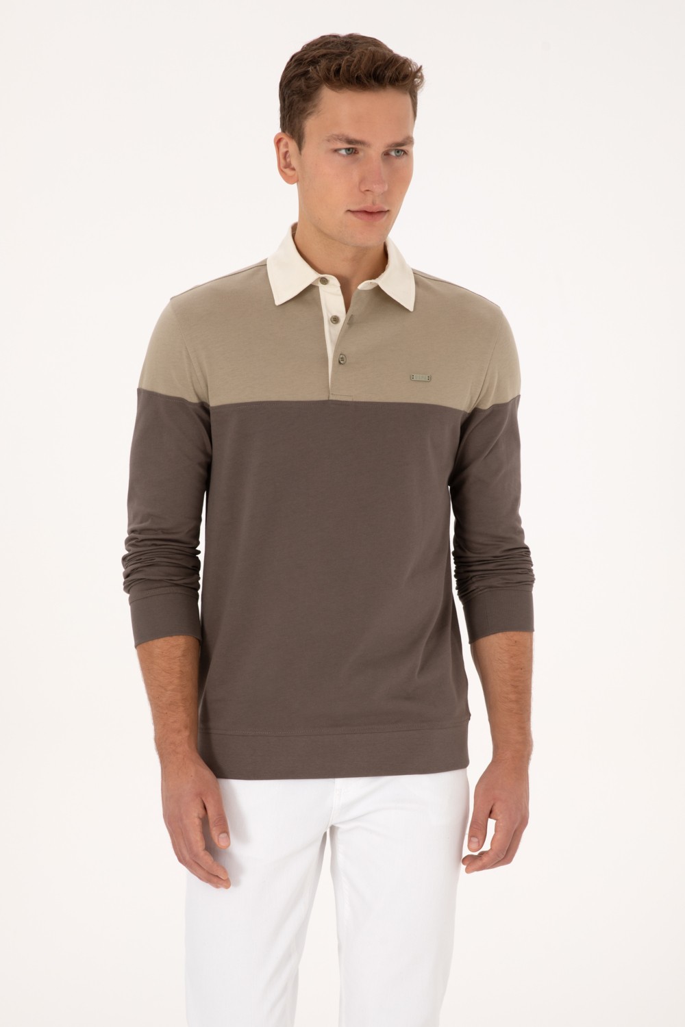 U.S. Polo Assn. Erkek Regular Fit Polo Yaka Hardal Sweatshirt 50316428-VR151