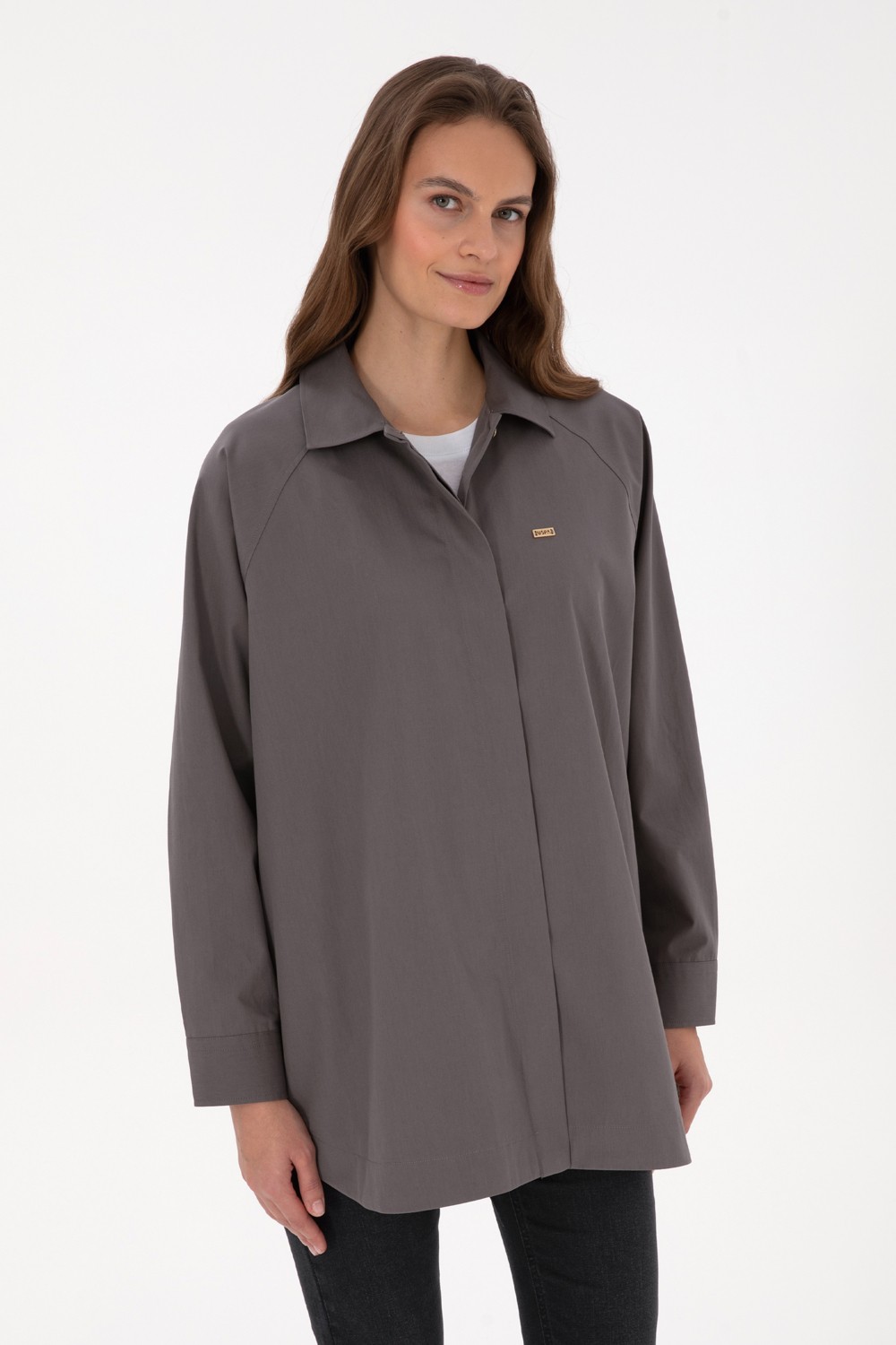 U.S. Polo Assn. Kadın Lacivert Gömlek Desenli 50316399-VR033 görsel 8