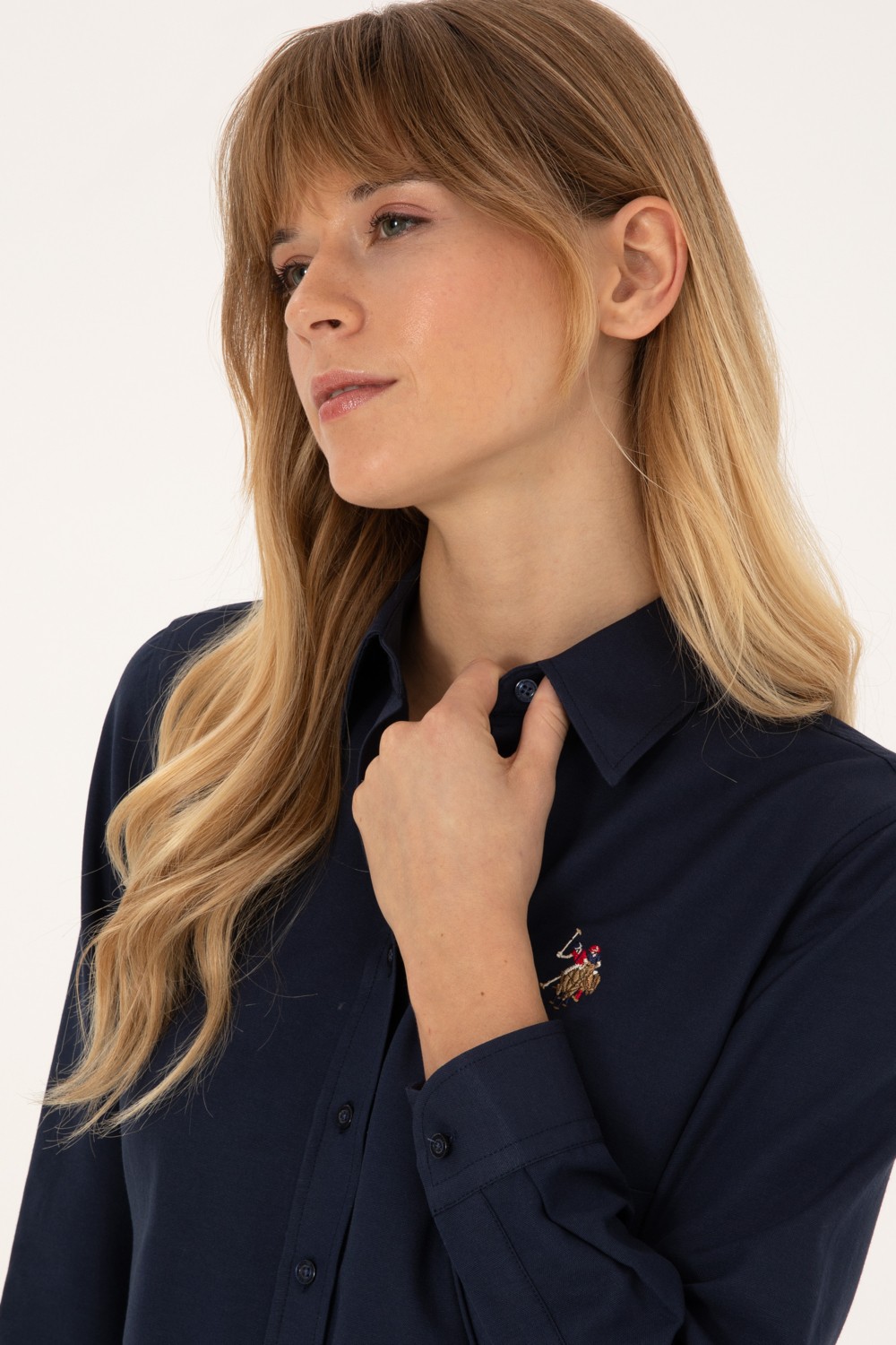 U.S. Polo Assn. Kadın Lacivert Uzun Kollu Basic Gömlek 50308043-VR033 görsel 2