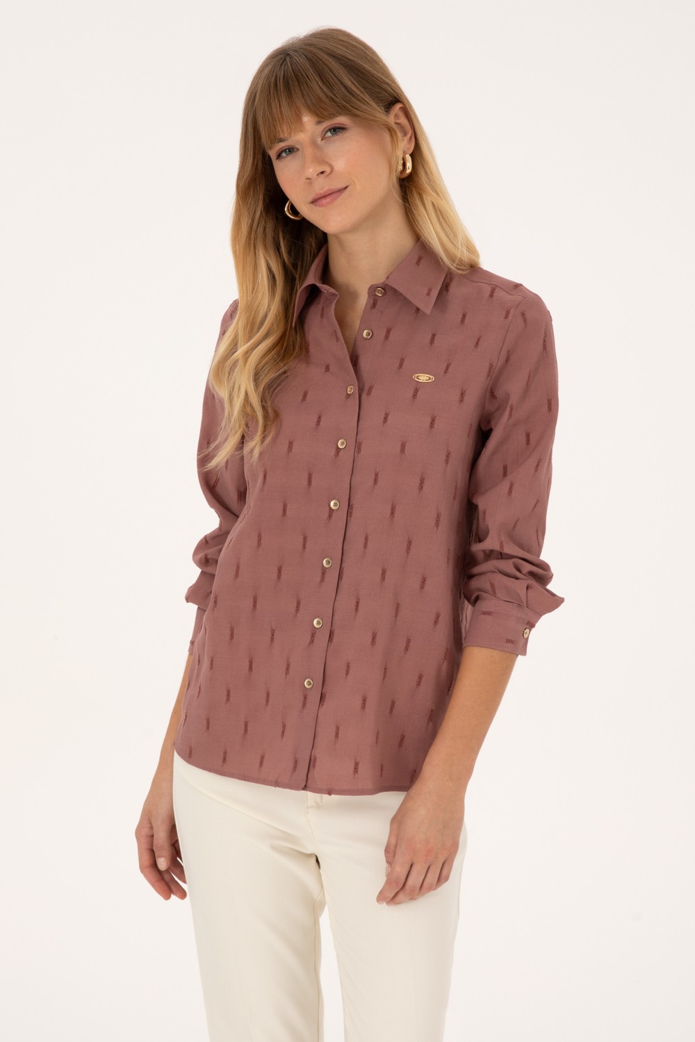 U.S. Polo Assn. Kadın Siyah Gömlek Desenli 50308707-VR046