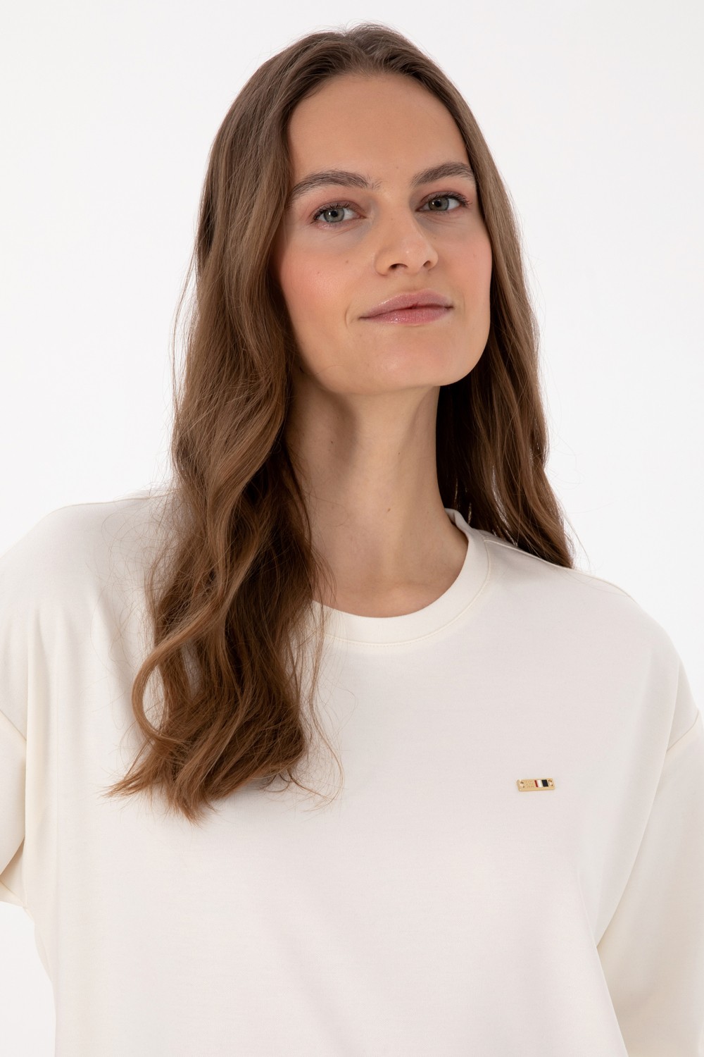 U.S. Polo Assn. Kadın Krem Bisiklet Yaka Sweatshirt 50318159-VR071 görsel 2
