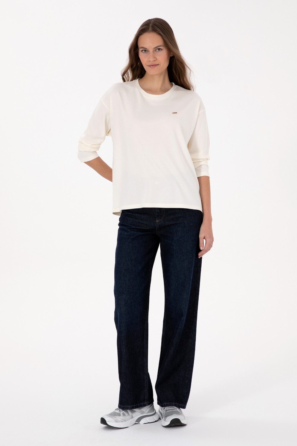 U.S. Polo Assn. Kadın Krem Bisiklet Yaka Sweatshirt 50318159-VR071 görsel 4