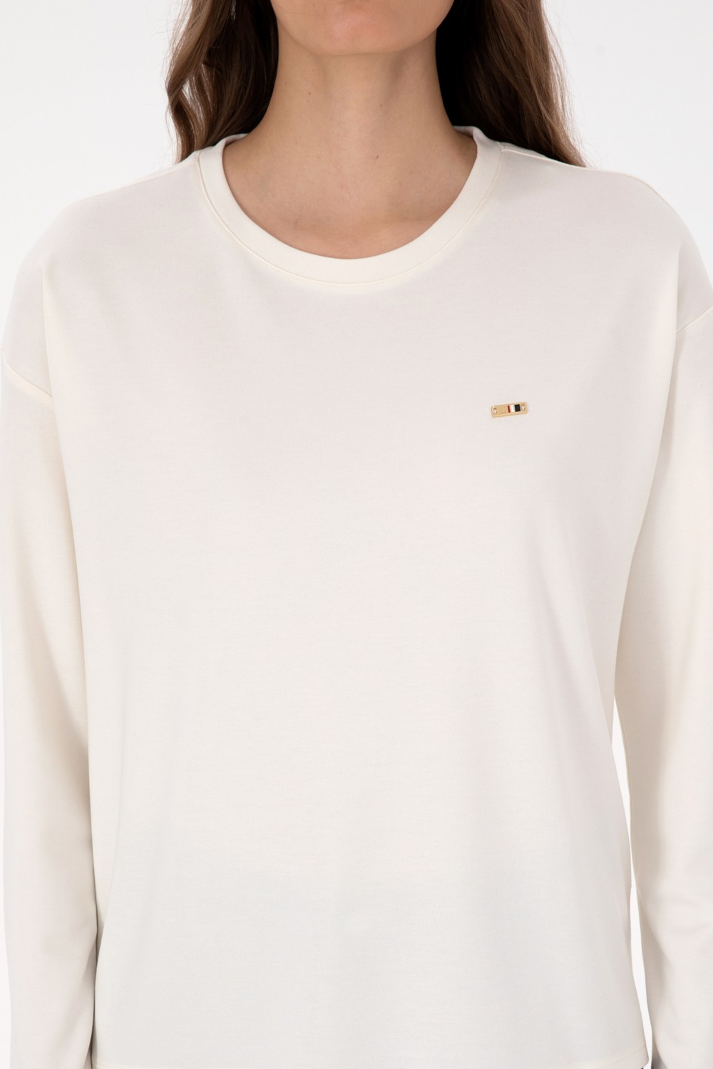U.S. Polo Assn. Kadın Krem Bisiklet Yaka Sweatshirt 50318159-VR071 görsel 6