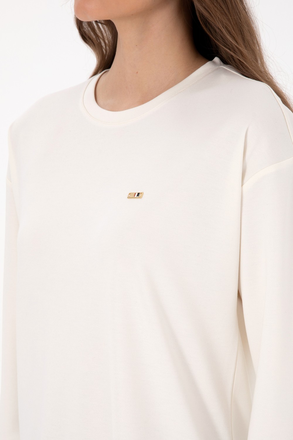 U.S. Polo Assn. Kadın Krem Bisiklet Yaka Sweatshirt 50318159-VR071 görsel 7