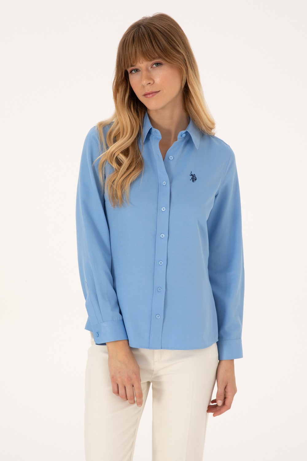 U.S. Polo Assn. Kadın Açık Mavi Uzun Kollu Basic Gömlek 50316711-VR003
