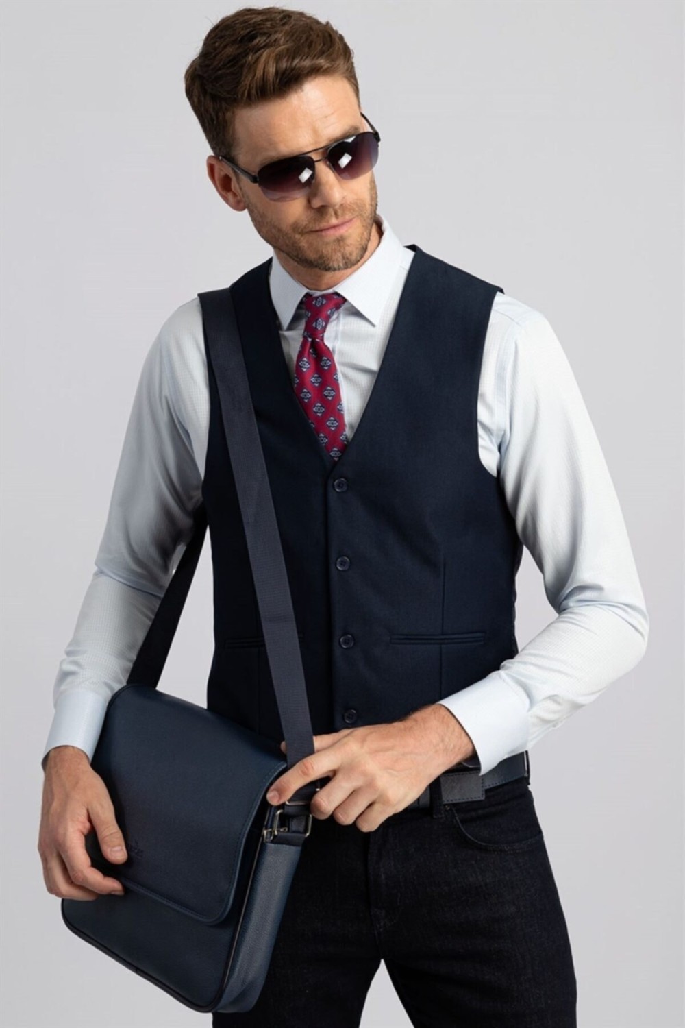 Tudors Slim Fit Dar Kesim Düz Cepli Erkek Yelek görsel 2