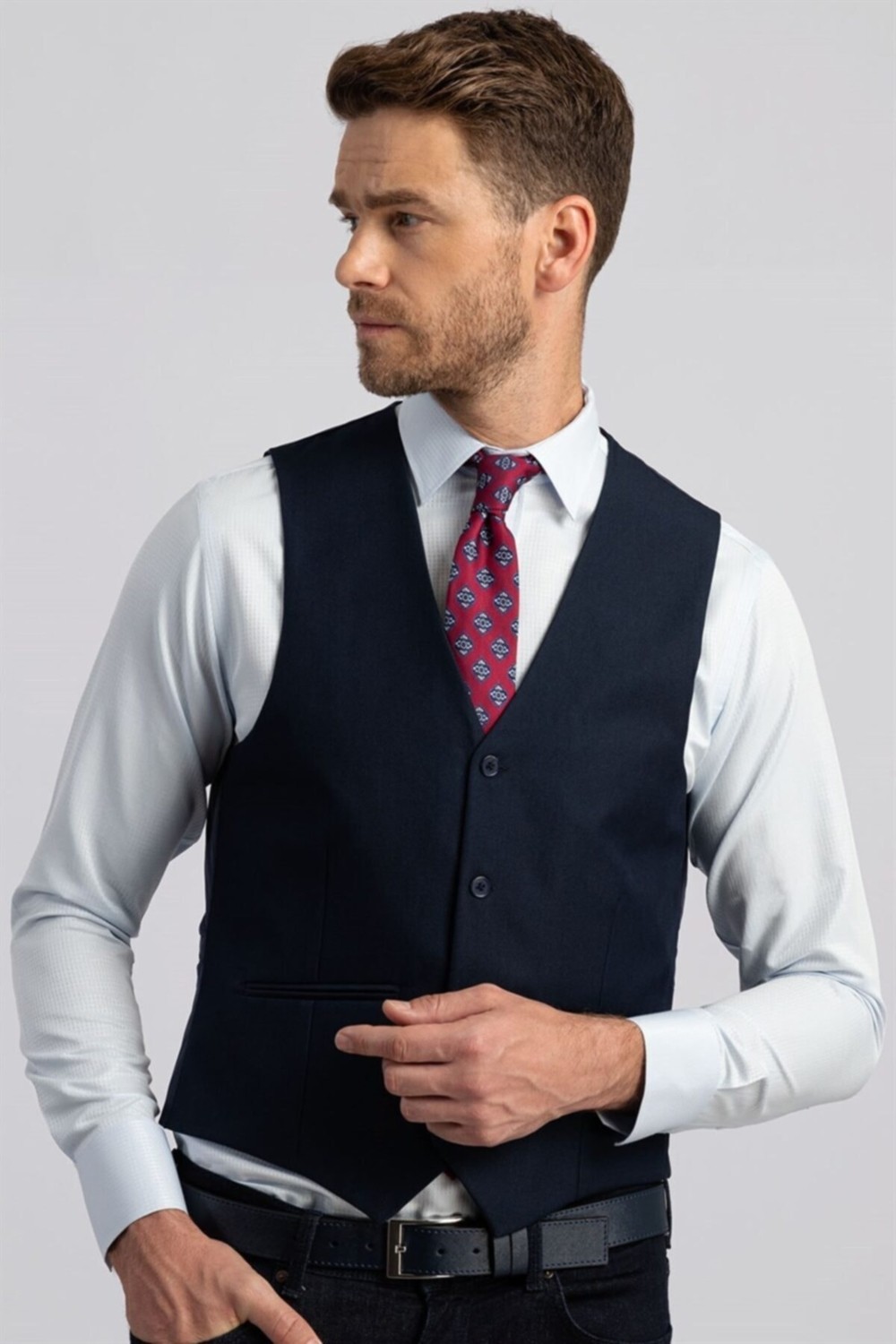 Tudors Slim Fit Dar Kesim Düz Cepli Erkek Yelek görsel 3