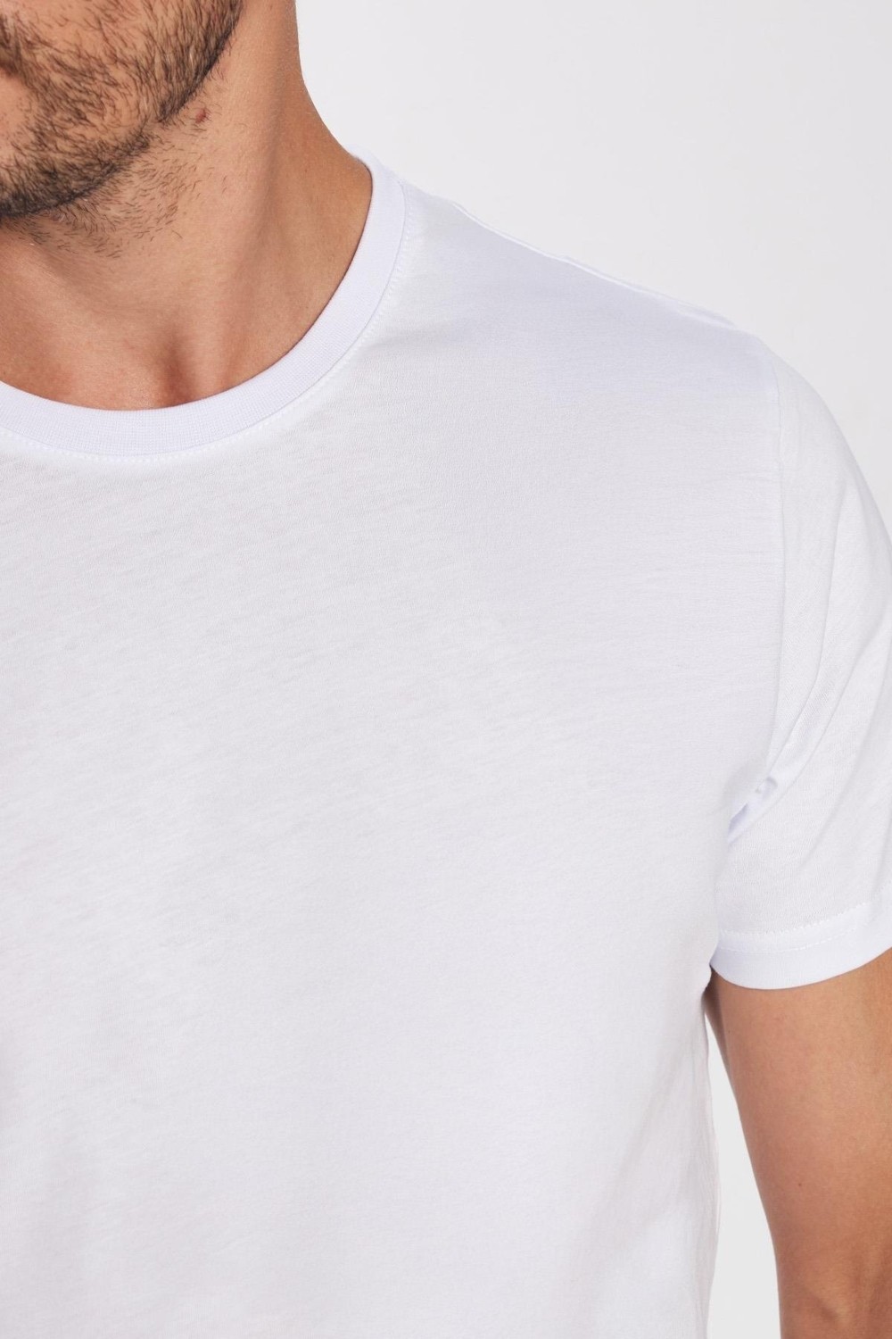 Tudors Unisex Slim Fit Dar Kesim %100 Pamuk Yumuşak Dokulu Beyaz Bisiklet Yaka Tişört görsel 7