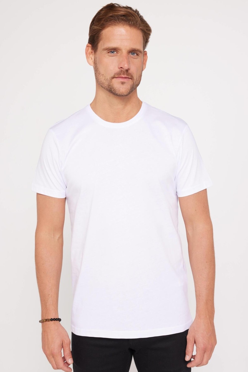 Tudors Unisex 3'lü Paket Siyah-Beyaz-Taş Rengi Slim Fit Dar Kesim %100 Pamuk Bisiklet Yaka Tişört görsel 2