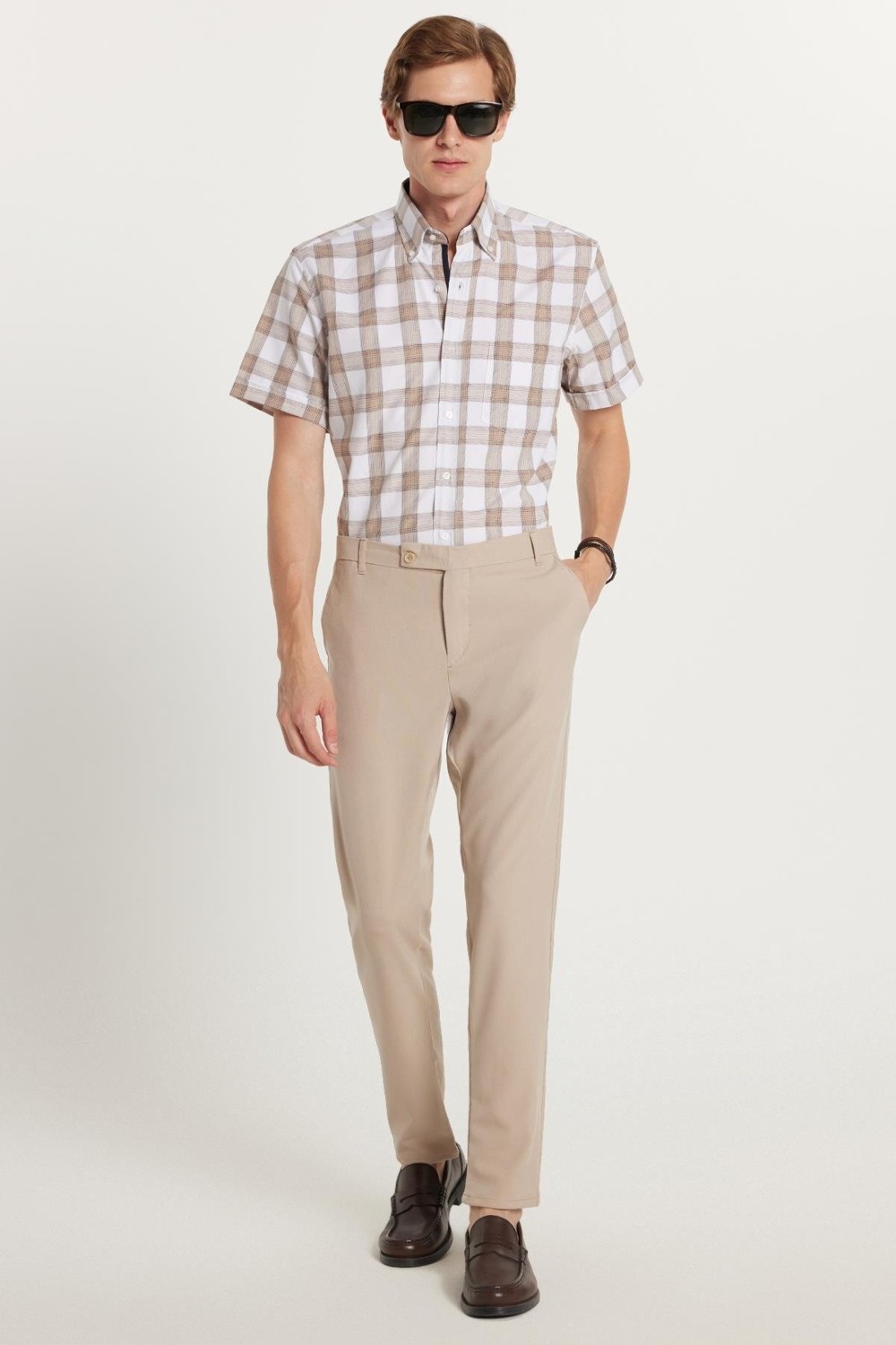 Tudors Erkek Slim Fit Dar Kesim Chino Yandan Cepli Pamuklu Taş Pantolon görsel 2