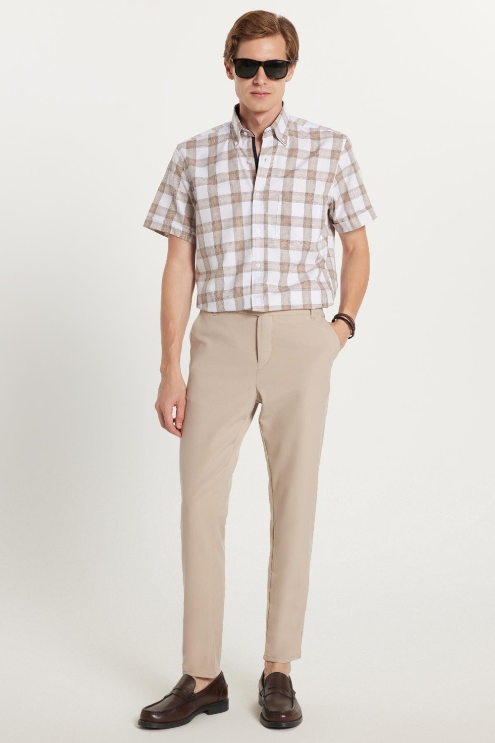 Tudors Erkek Slim Fit Dar Kesim Chino Yandan Cepli Pamuklu Taş Pantolon görsel 4