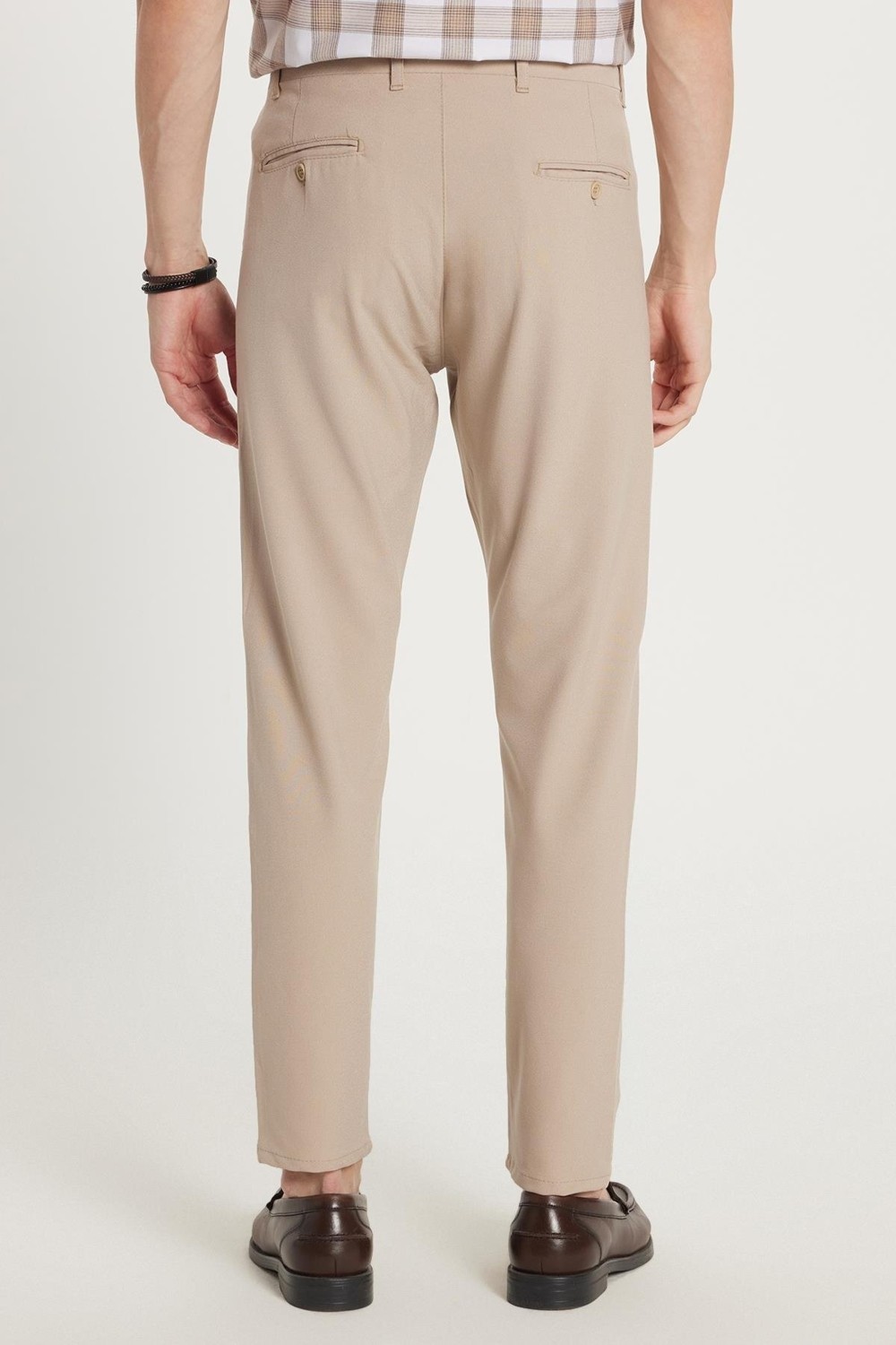 Tudors Erkek Slim Fit Dar Kesim Chino Yandan Cepli Pamuklu Taş Pantolon görsel 5